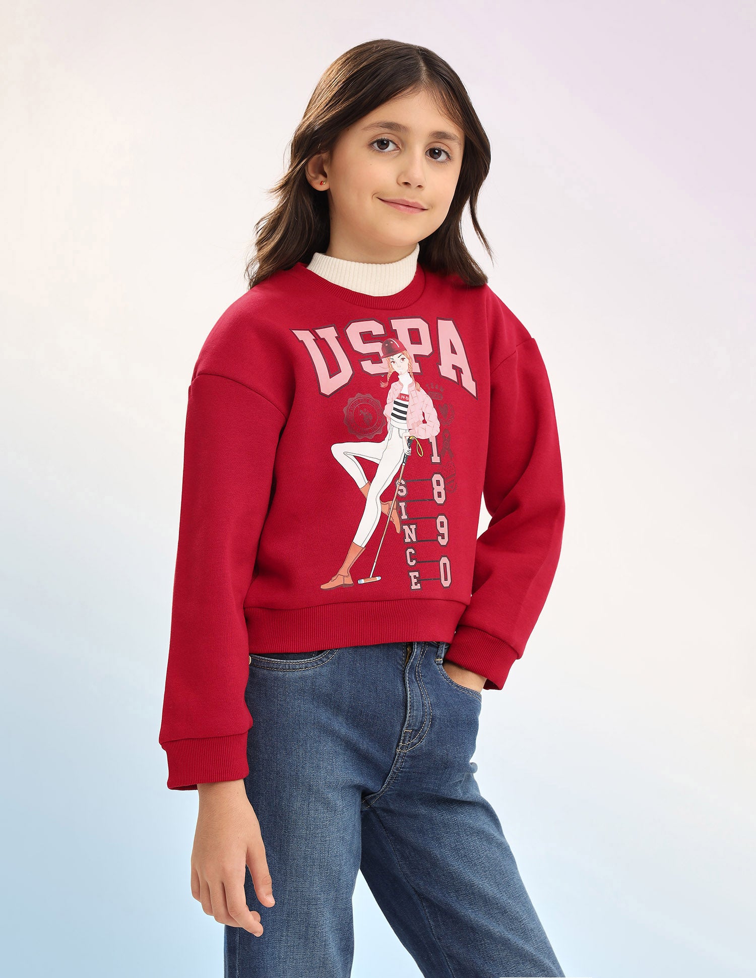 Brand Printed Regular Fit Sweatshirt Red - U.S. POLO ASSN. | Large