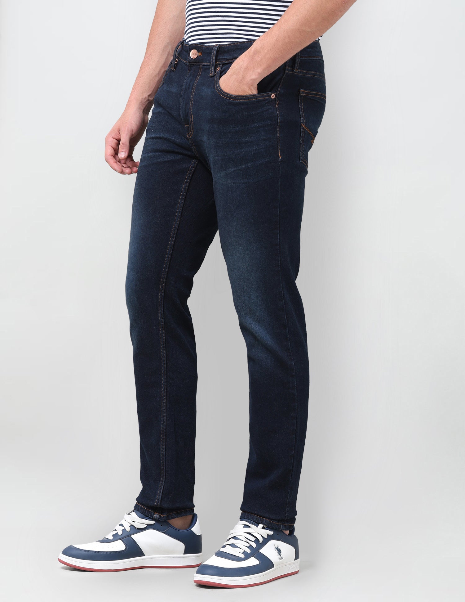 Brandon Slim-Tapered Fit Blue Jeans Dark Indigo - U.S. Polo Assn. India | Large