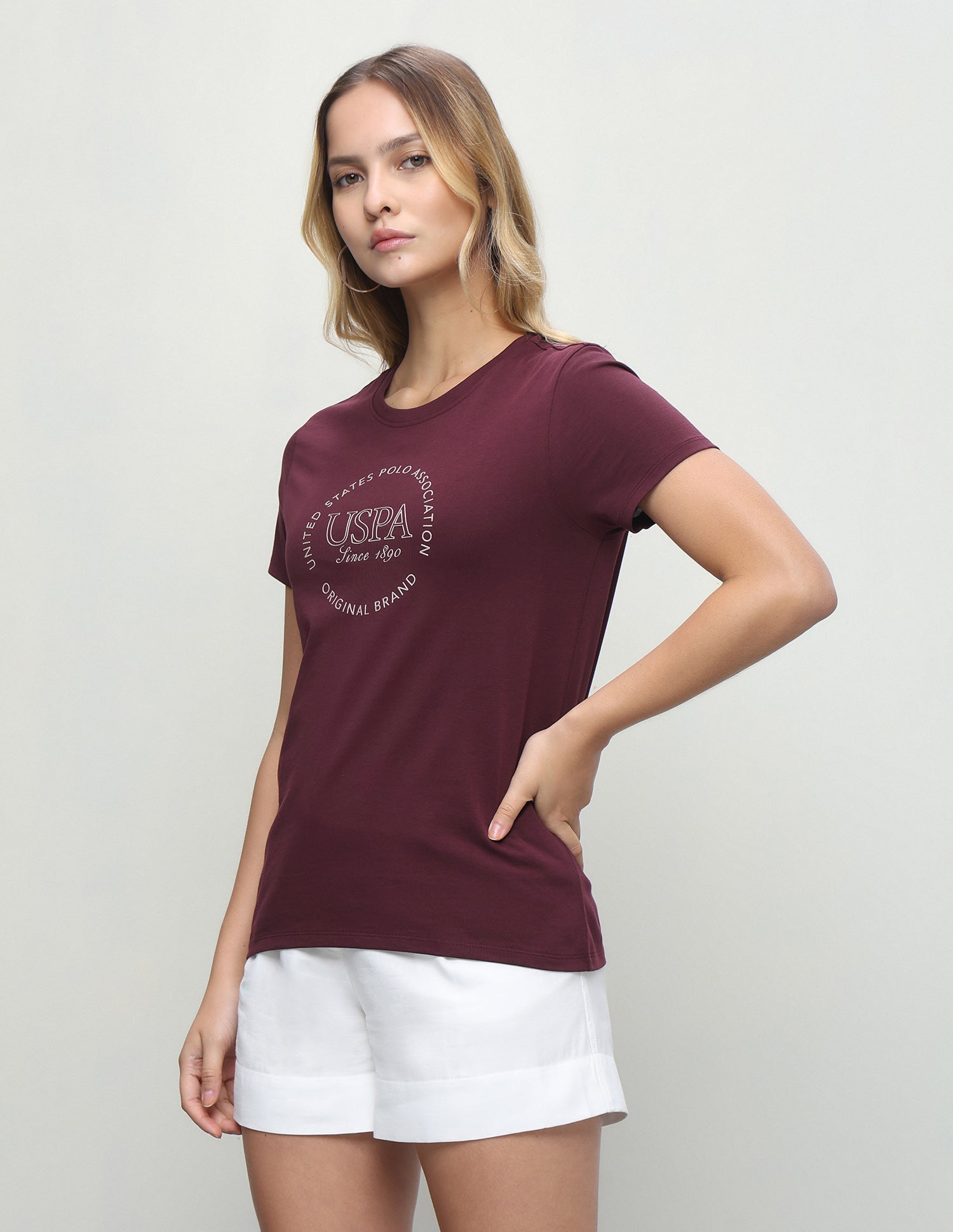 Typographic Brand Printed Regular Fit T-Shirt Purple - U.S. Polo Assn. India | Large