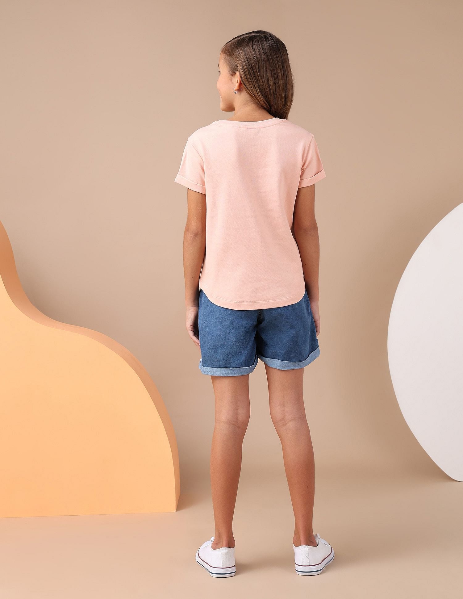 Girls Stud Detailed Relaxed Fit T-Shirt Pink - U.S. POLO ASSN. | Large