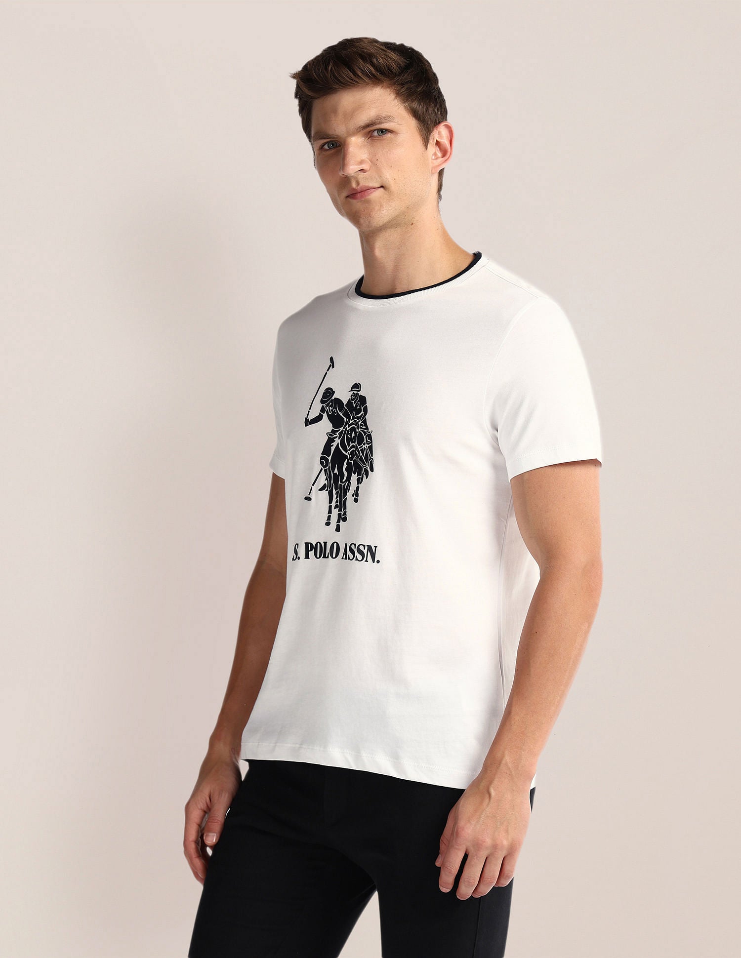 Brand Print Slim T-Shirt White - U.S. POLO ASSN. | Large