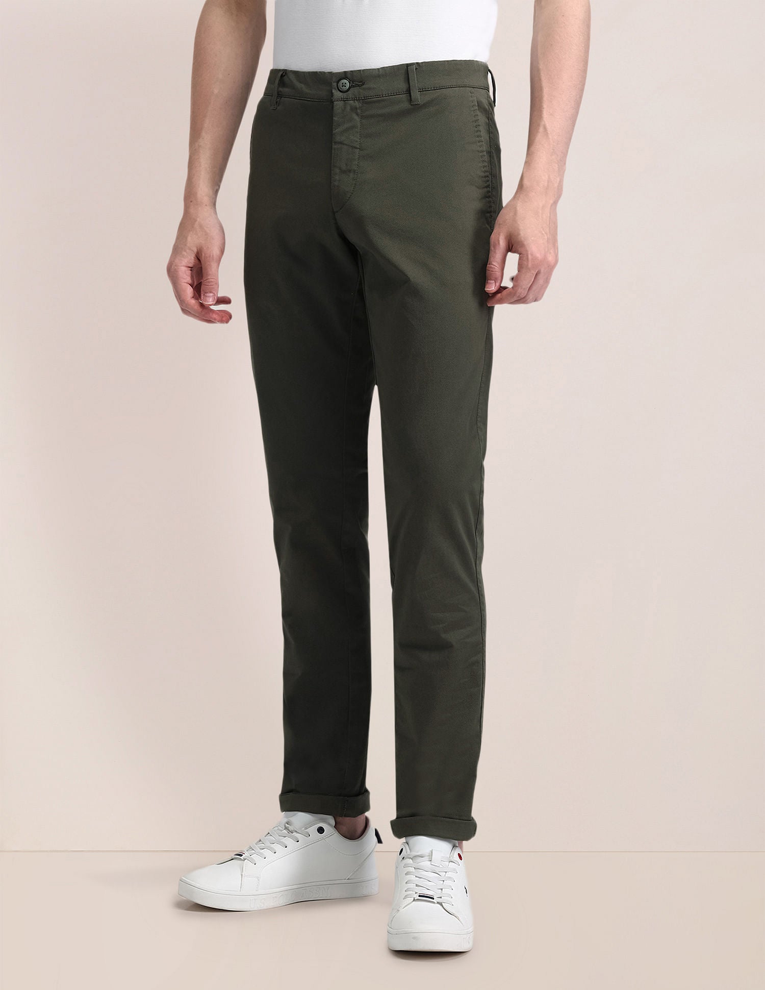 Mid Rise Slim Fit Trousers Green - U.S. POLO ASSN. | Large