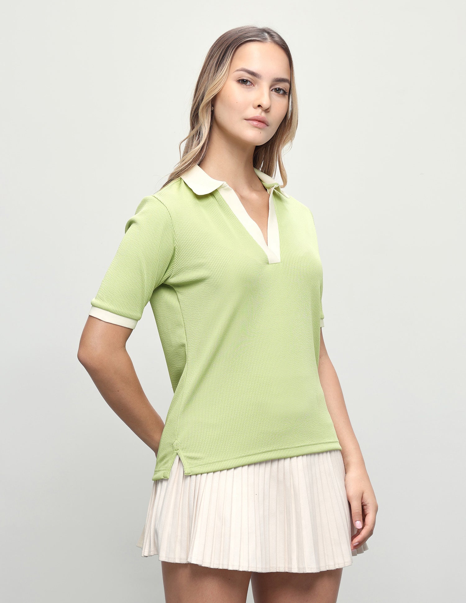 Self Design Vertical Striped Regular Fit Polo Shirt Green - U.S. Polo Assn. India | Large