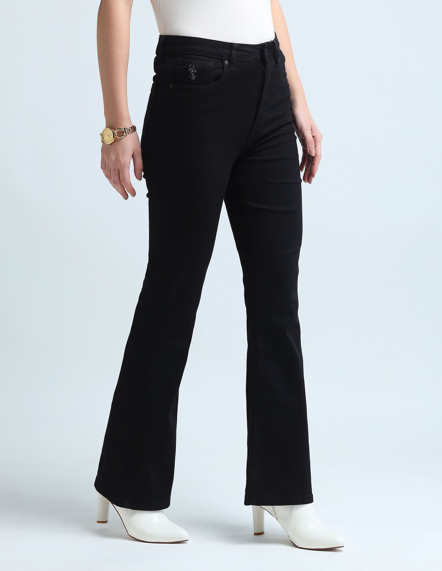 Flared Fit Black Jeans Black - U.S. Polo Assn. India | Large