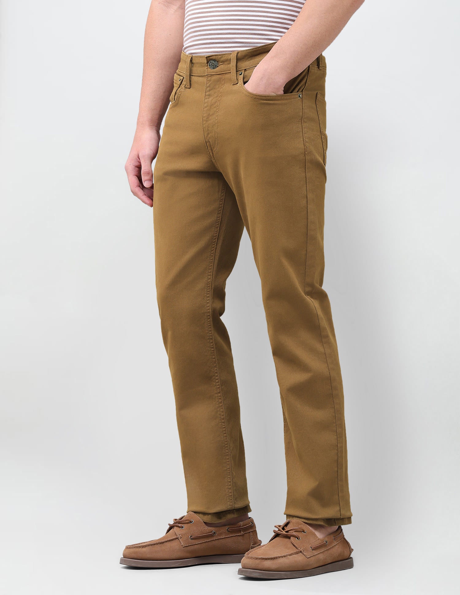 Solid Slim Straight Fit Jeans Beige - U.S. Polo Assn. India | Large