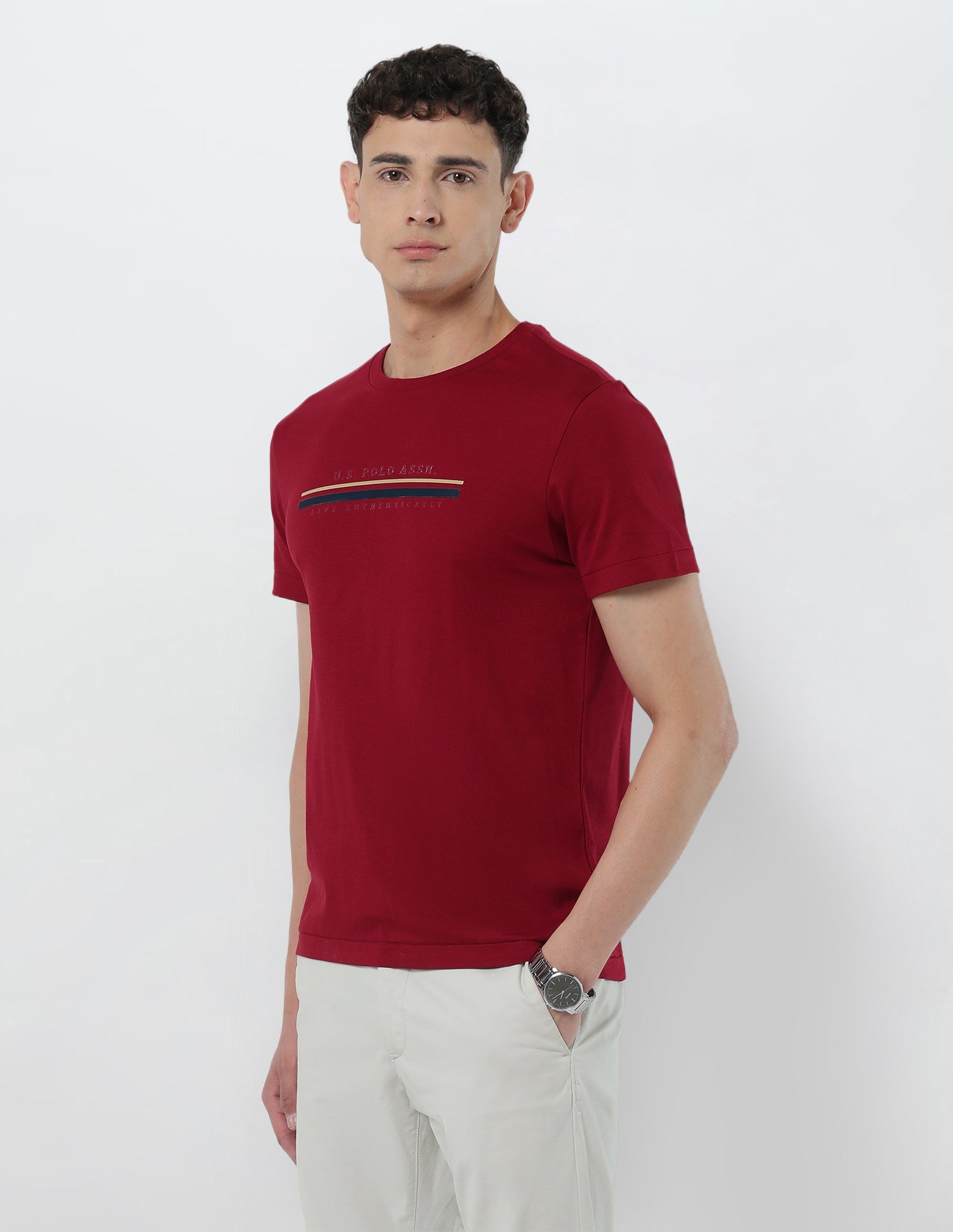 Brand Embossed Slim Fit T-Shirt Red - U.S. POLO ASSN. | Large