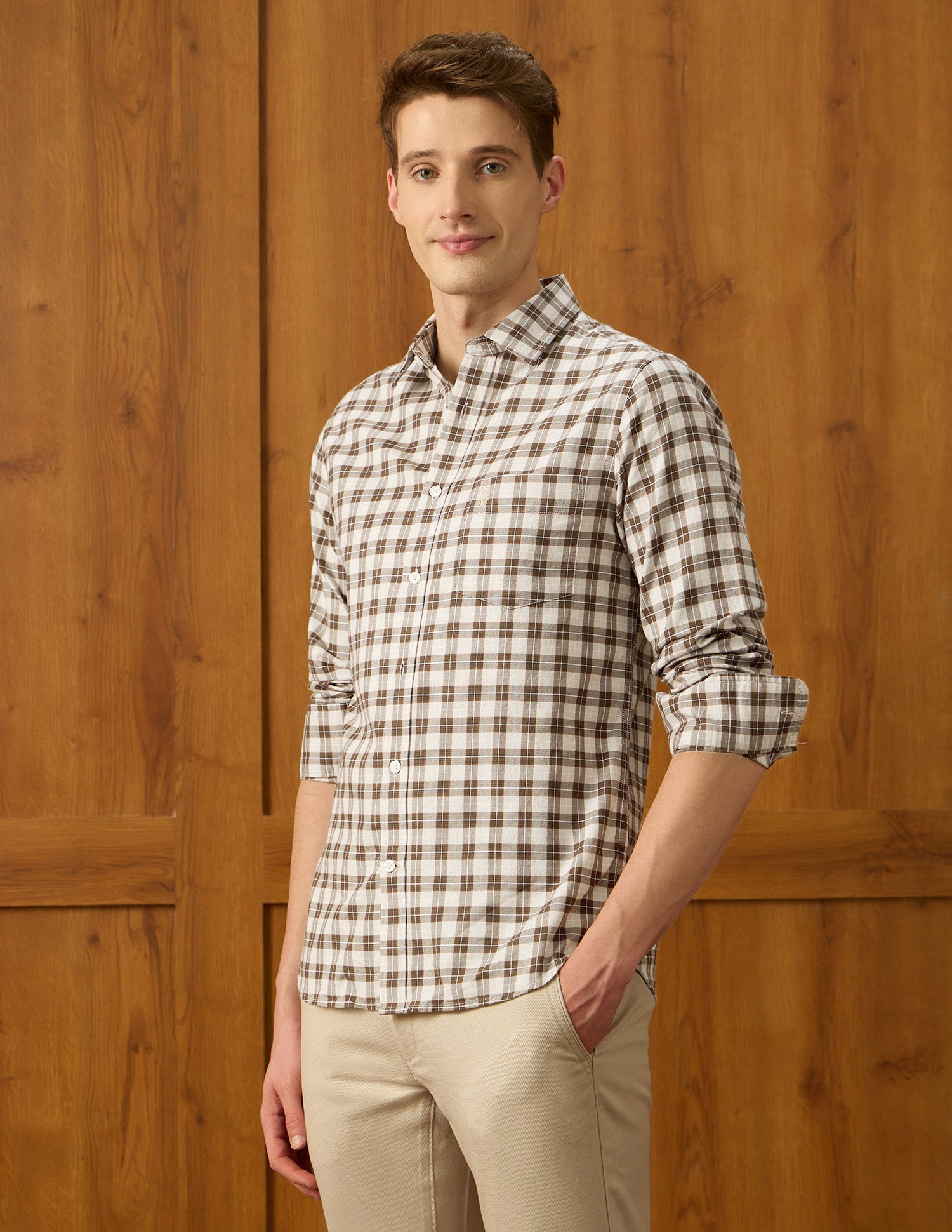 Equestrian Sports @ Elevnado Plaid Checked Shirt Khaki - U.S. Polo Assn. India | Large