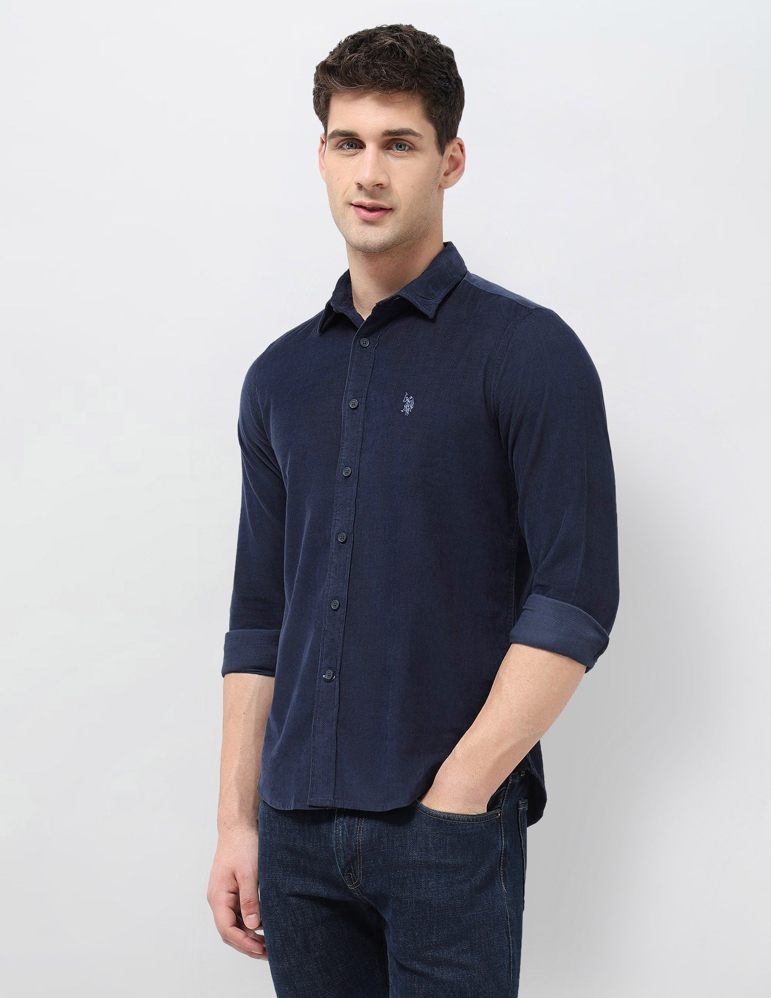 Corduroy Regular Fit Shirt Navy - U.S. POLO ASSN. | Large