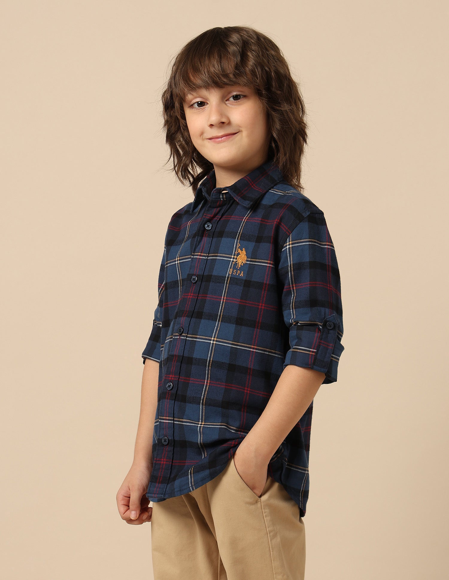 Boys All Over Printed Pure Cotton Shirt Navy - U.S. POLO ASSN. | Large