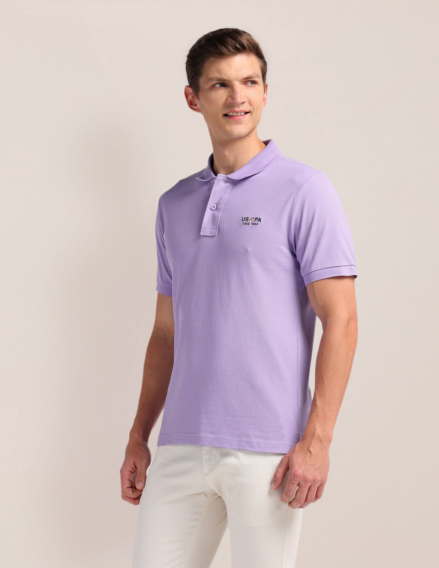 Cotton Slim Fit Polo Shirt Lavender - U.S. Polo Assn. India | Large