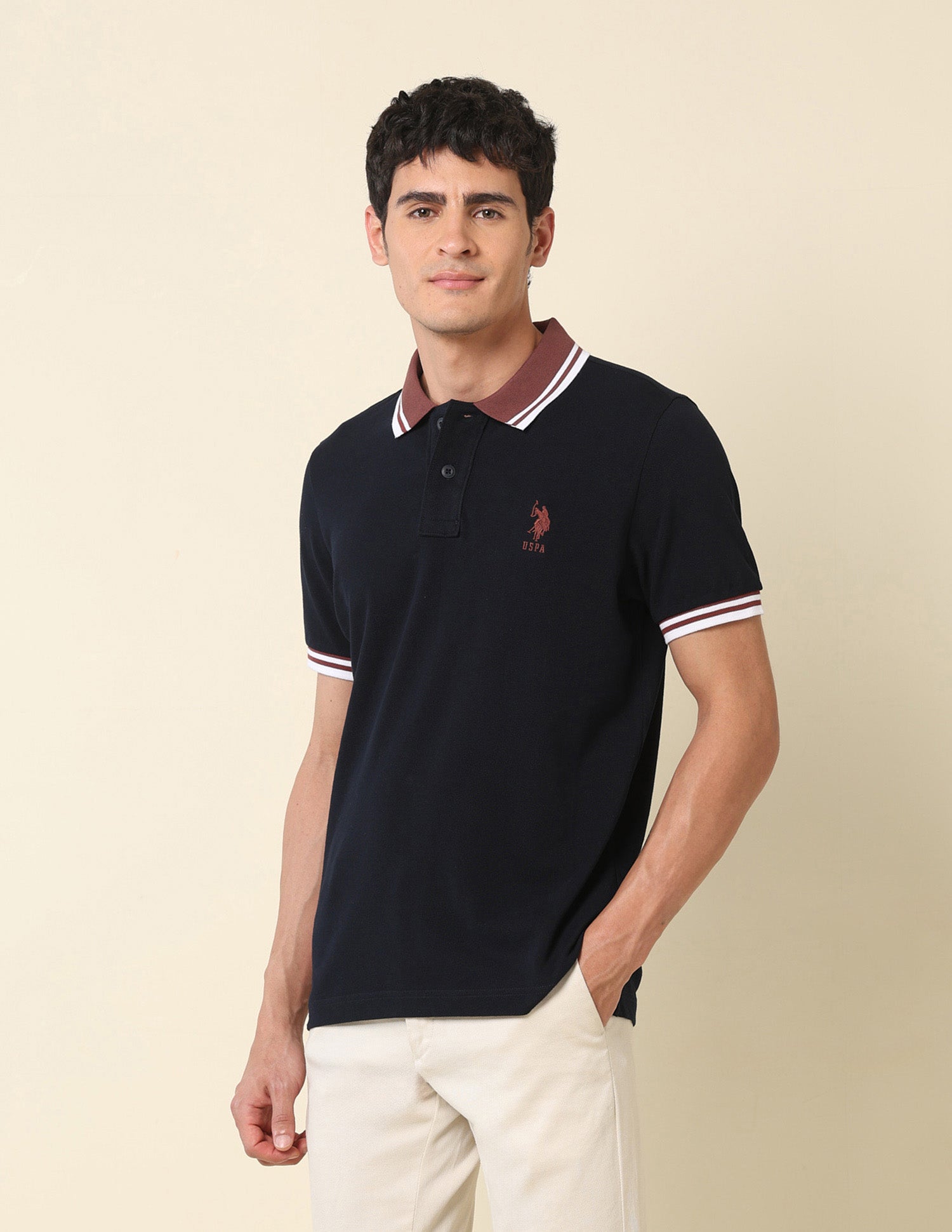 Pure Cotton Slim Fit Classic Polo Shirt Navy - U.S. Polo Assn. India | Large