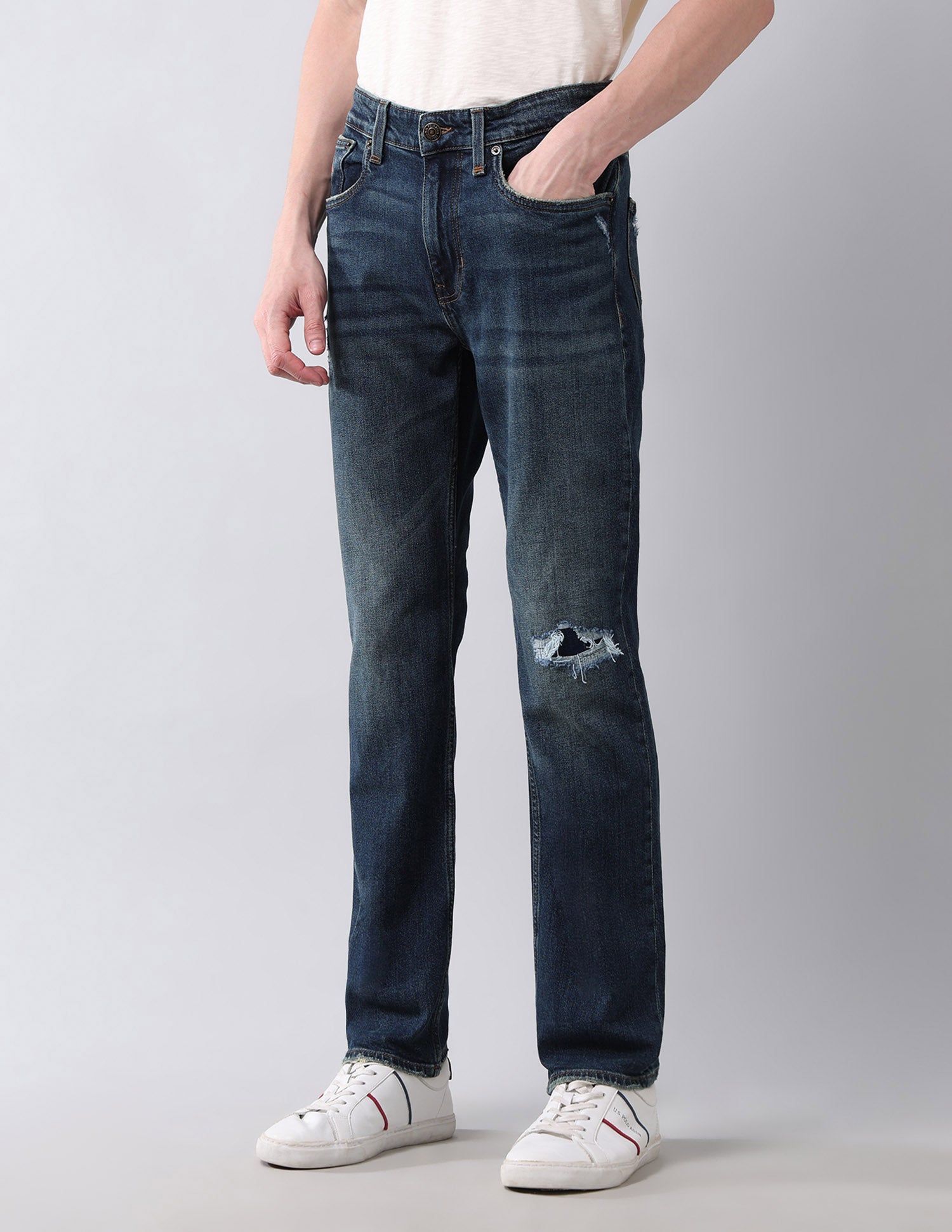 Harold Slim Straight Fit Blue Vintage Jeans Dark Wash - U.S. Polo Assn. India | Large