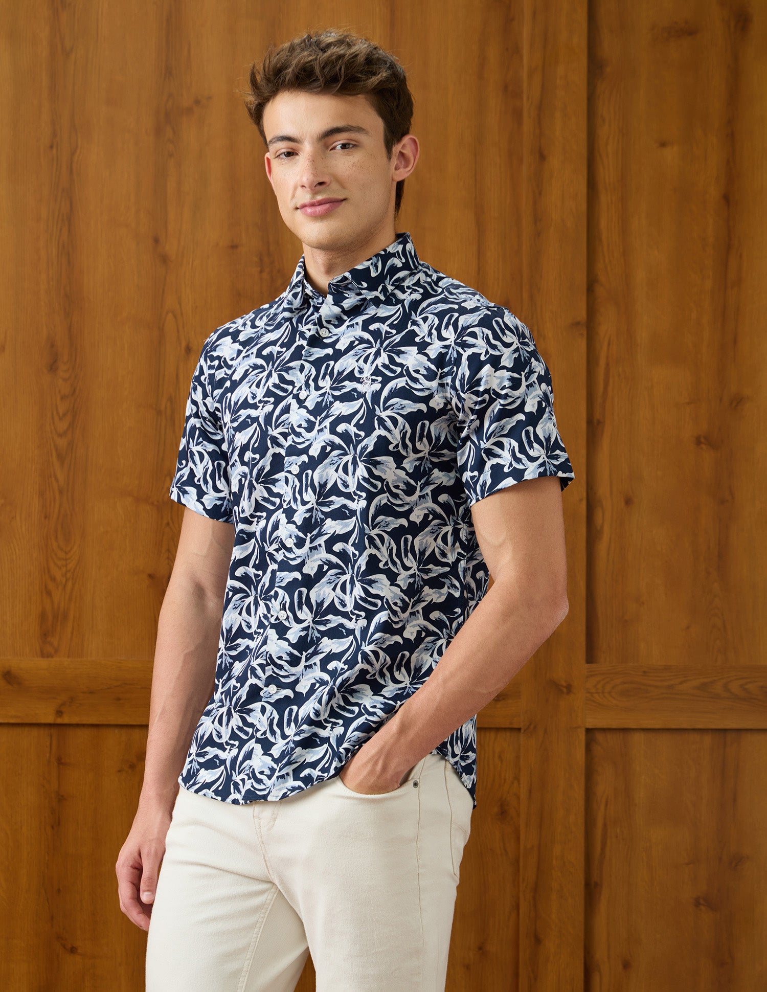 Abstract Printed Satin Shirt Navy - U.S. Polo Assn. India | Large