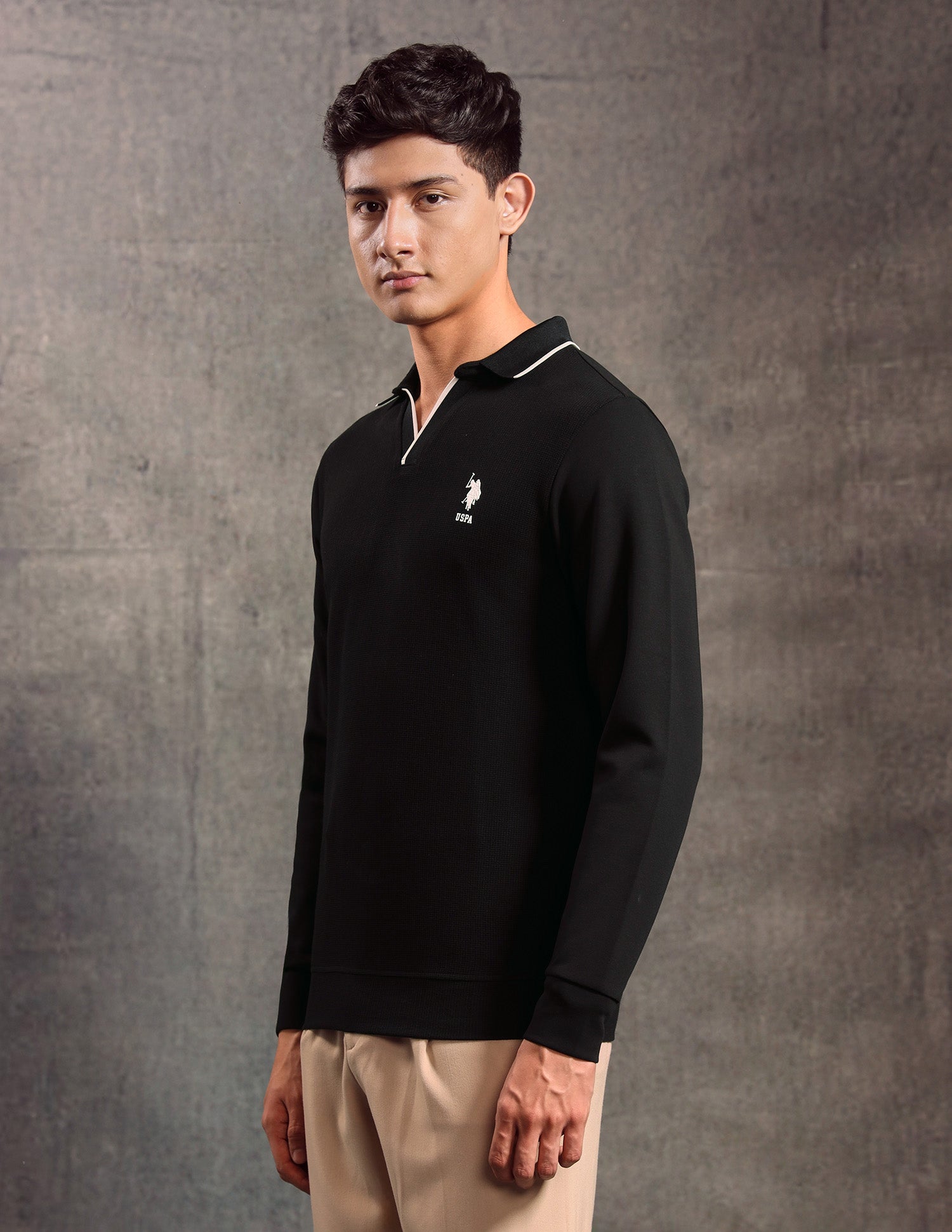 Textured Muscle Fit Polo shirt Black - U.S. POLO ASSN. | Large