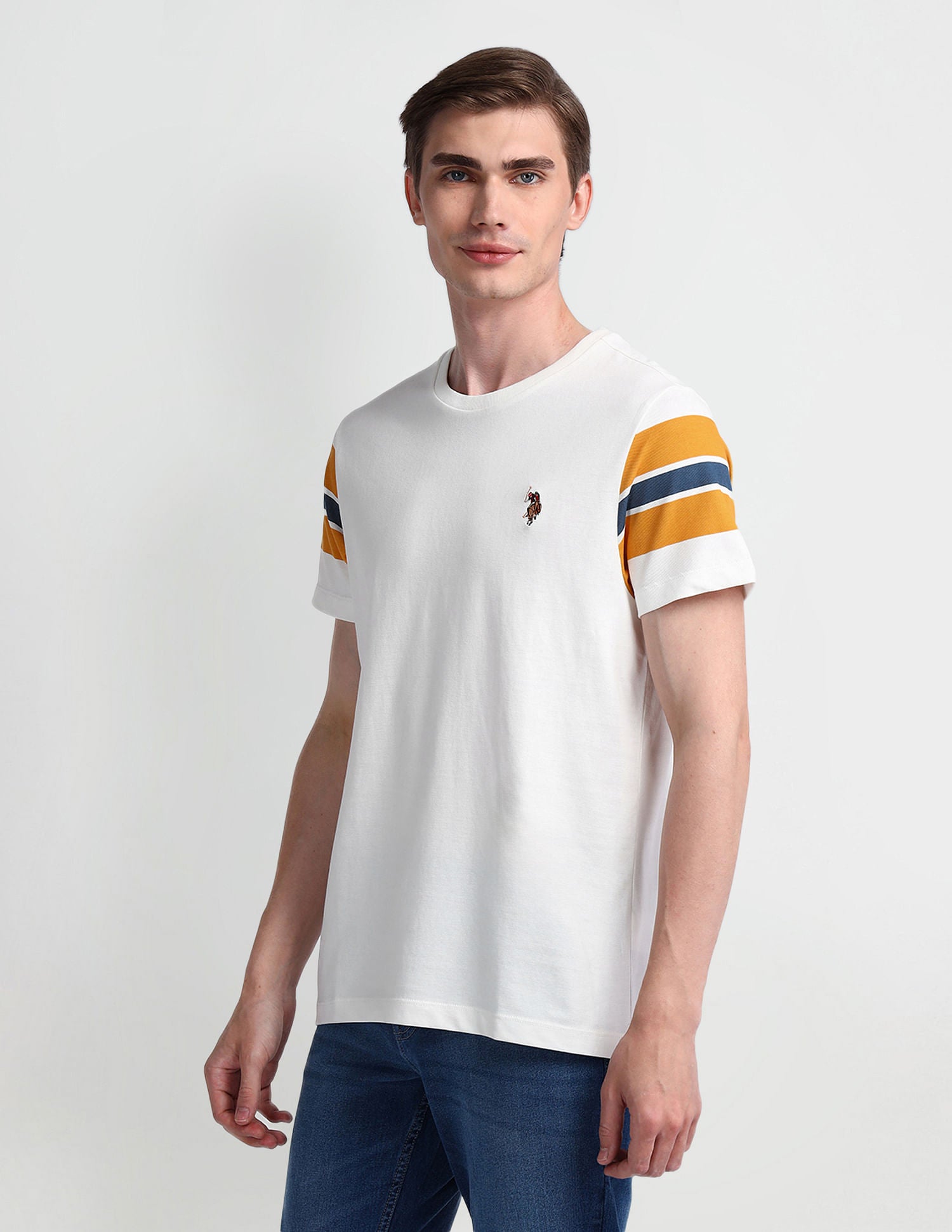 Muscle Fit Solid T-Shirt White - U.S. Polo Assn. India | Large