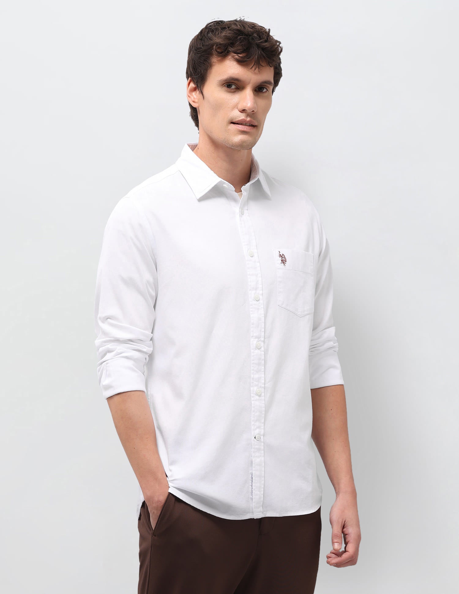 Solid Tailored Fit Shirt White - U.S. Polo Assn. India | Large