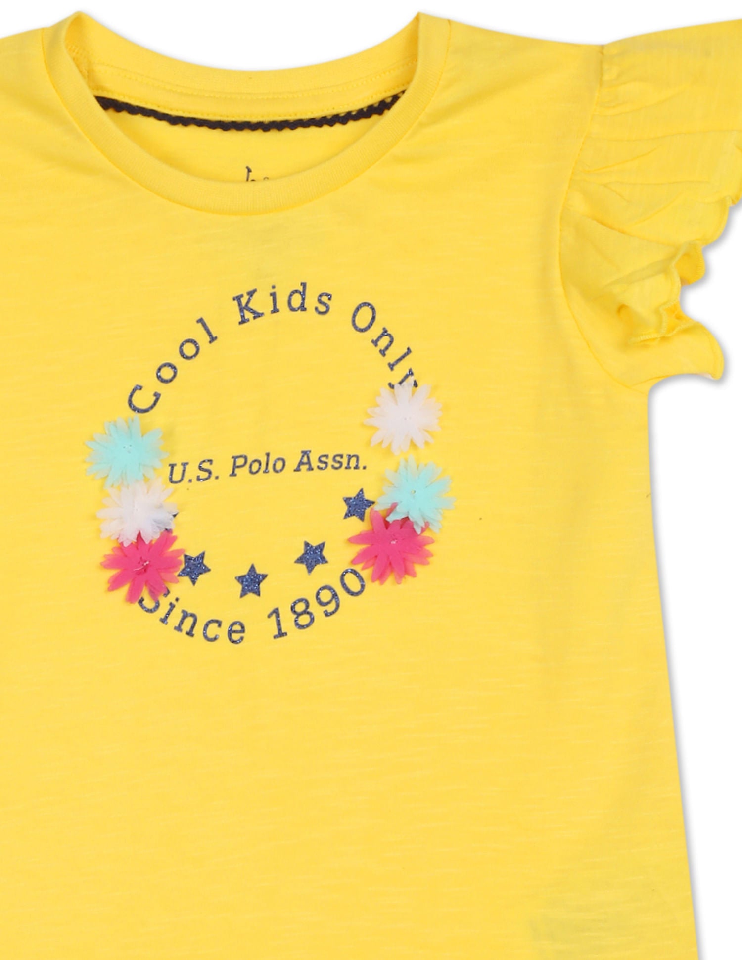 Round Neck Appliqued T-Shirt Yellow - U.S. POLO ASSN. | Large