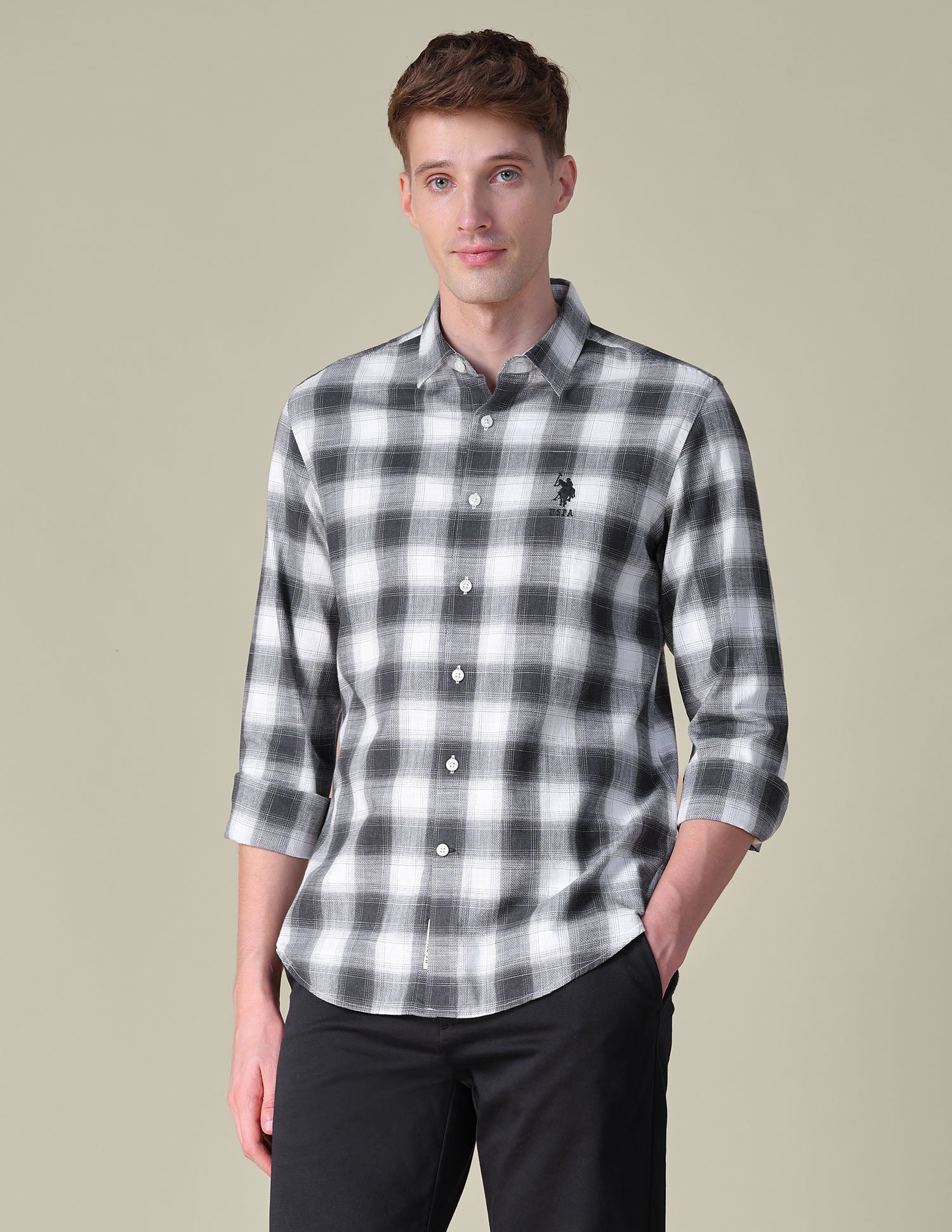 Tartan Checked Regular Fit Shirt Grey - U.S. POLO ASSN. | Large