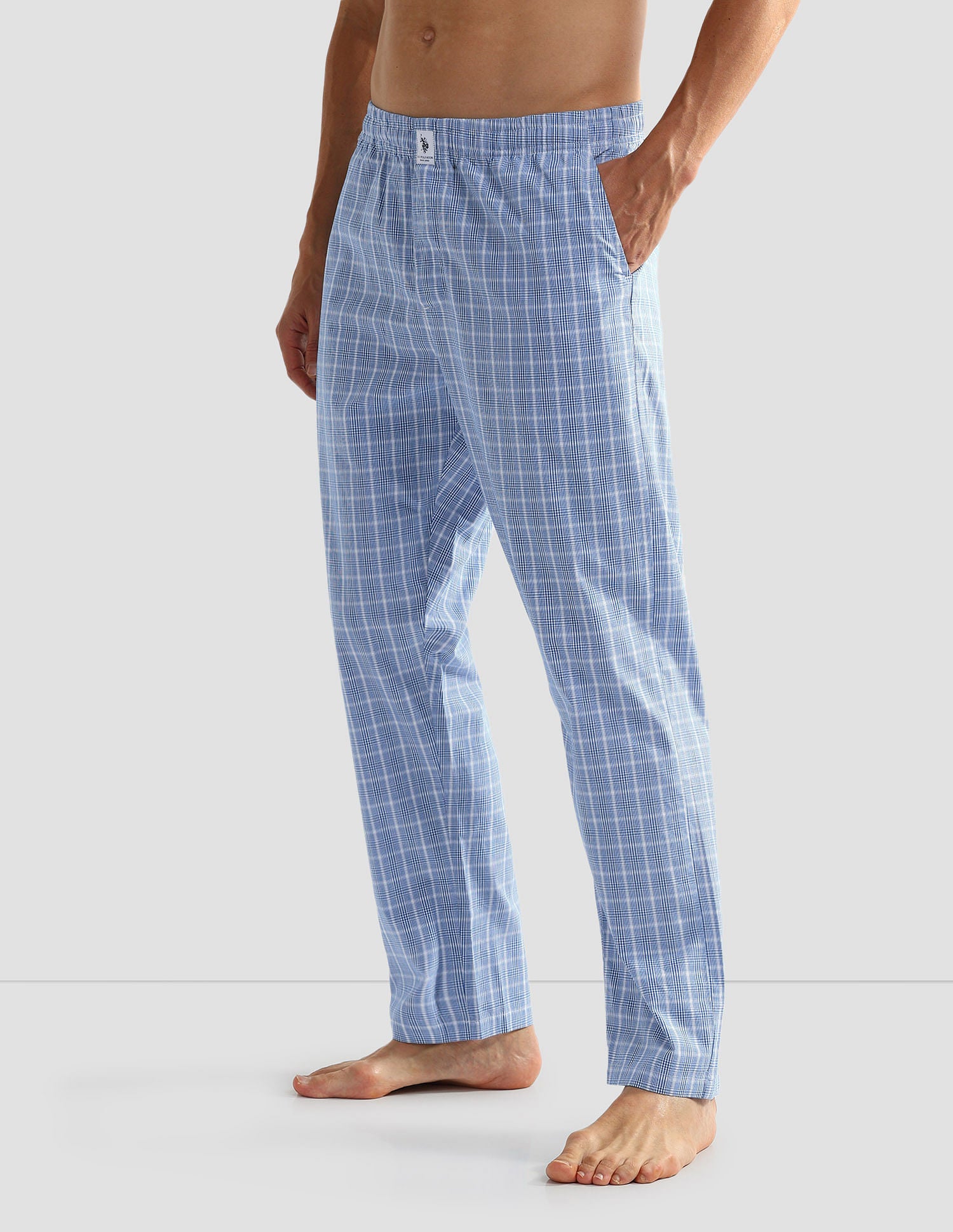 All Over Check OELP5 Lounge Track Pants - Pack Of 1 White Blue Navy - U.S. POLO ASSN. | Large