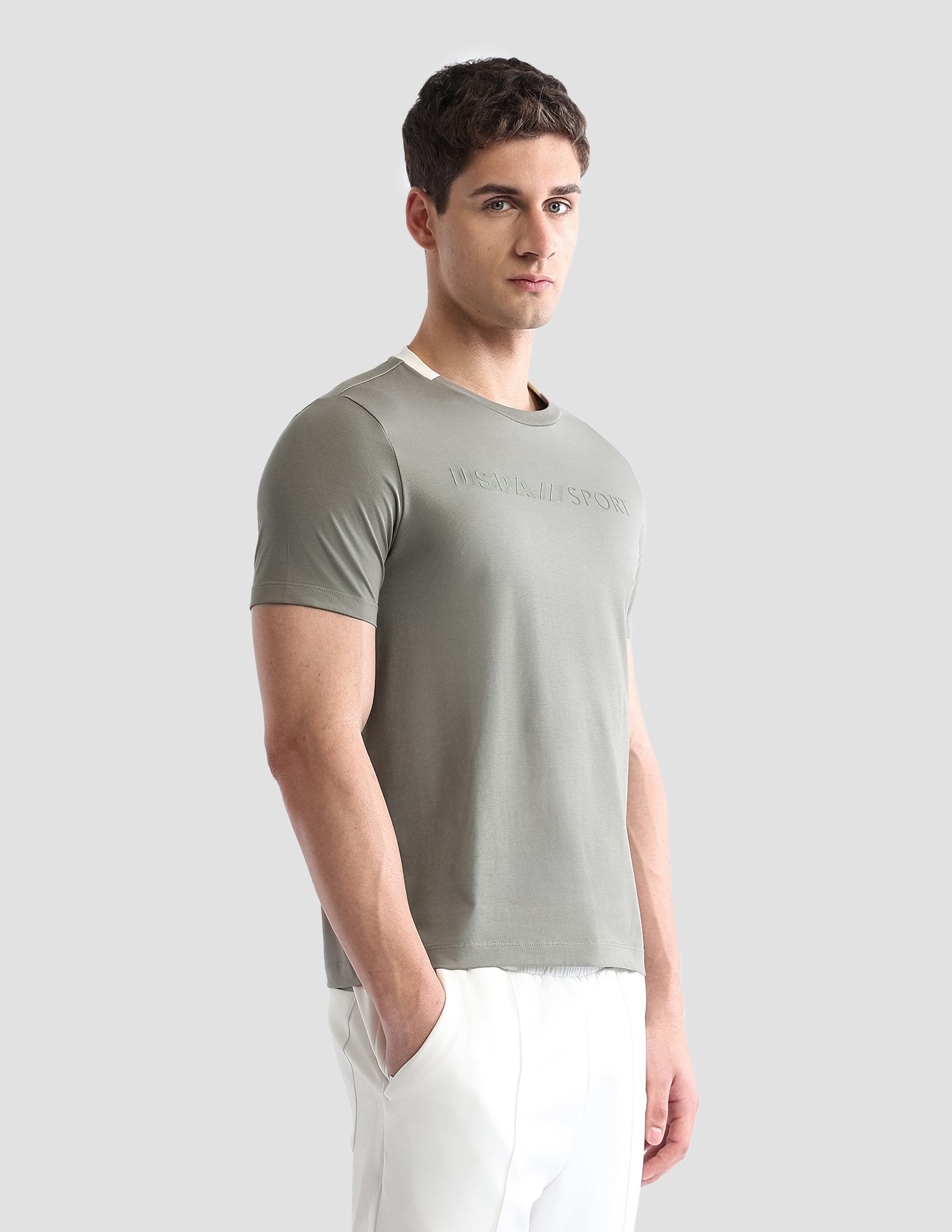 Brand Embossed Regular Fit Active T-Shirt Light Olive - U.S. POLO ASSN. | Large