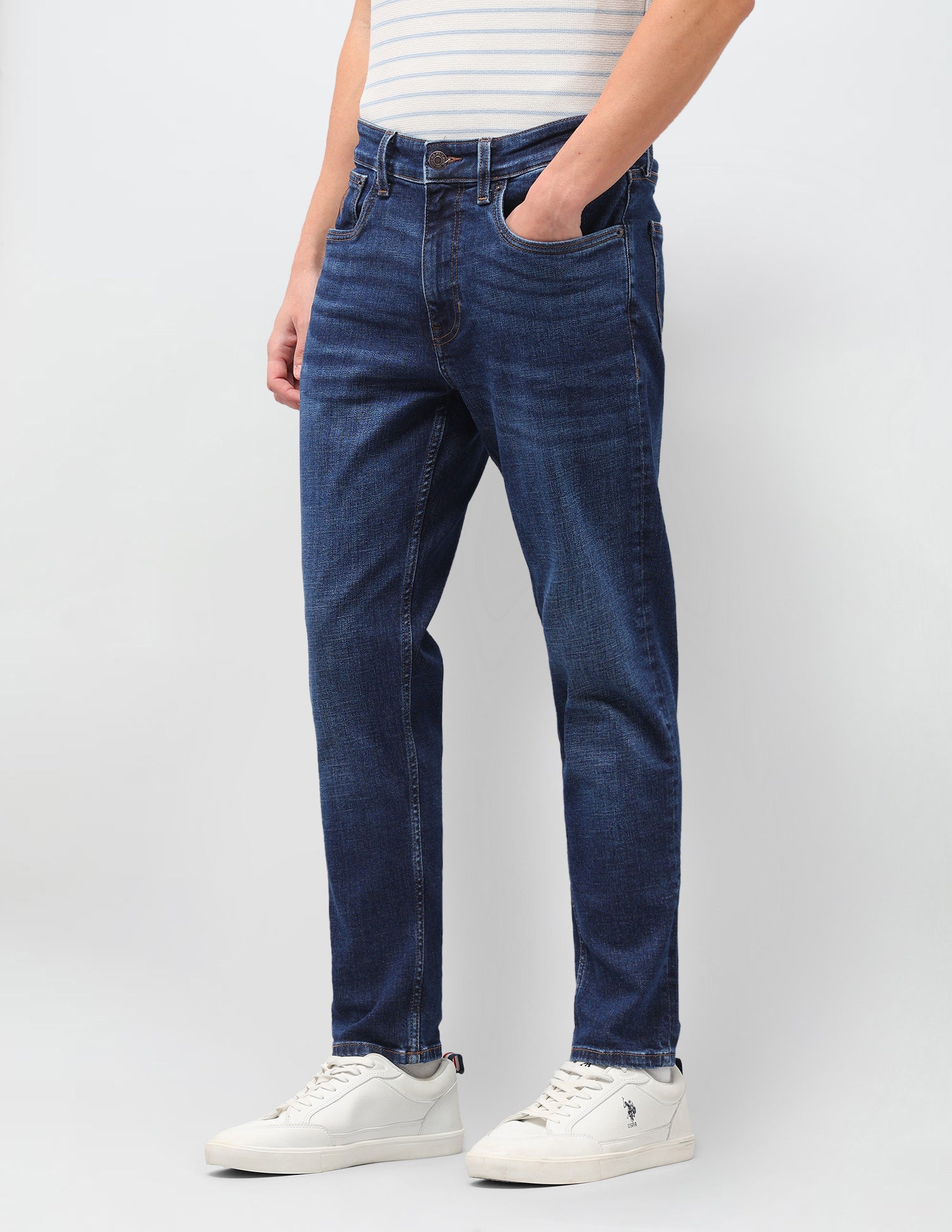 Cole Comfort Cropped Fit Blue Jeans Dark Blue - U.S. Polo Assn. India | Large