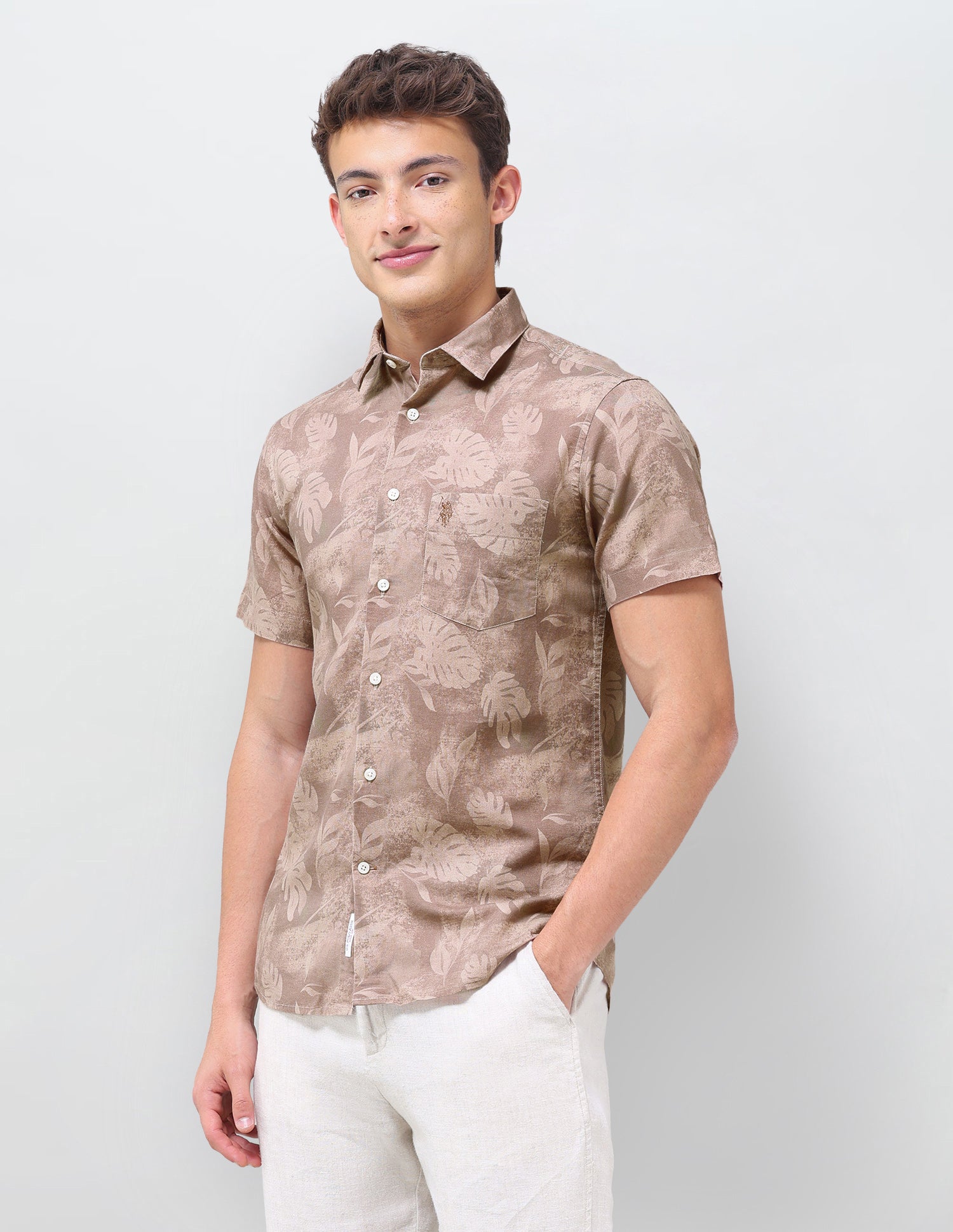 Tropical Printed Regular Fit Shirt Rust - U.S. Polo Assn. India | Large