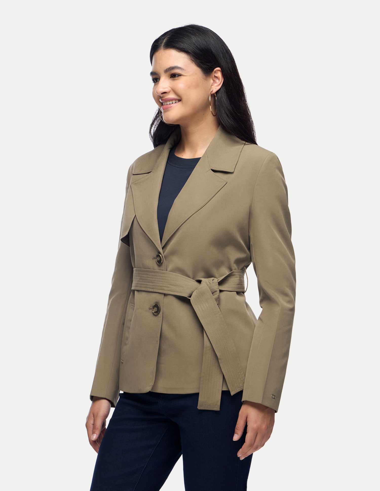 Mid Thigh Twill Trench Jacket Olive - U.S. Polo Assn. India | Large