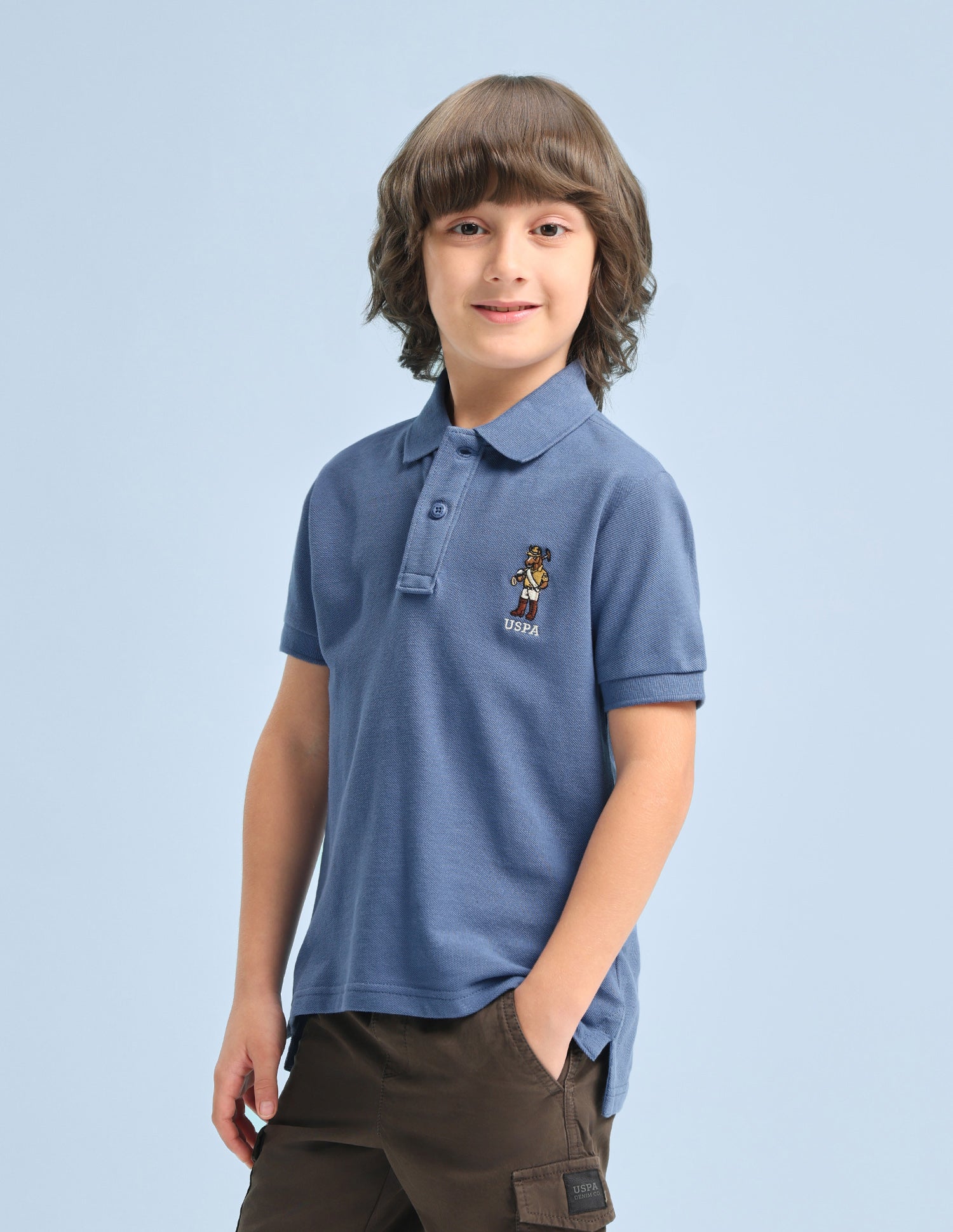 Solid Regular Fit Polo Shirt Blue - U.S. Polo Assn. India | Large