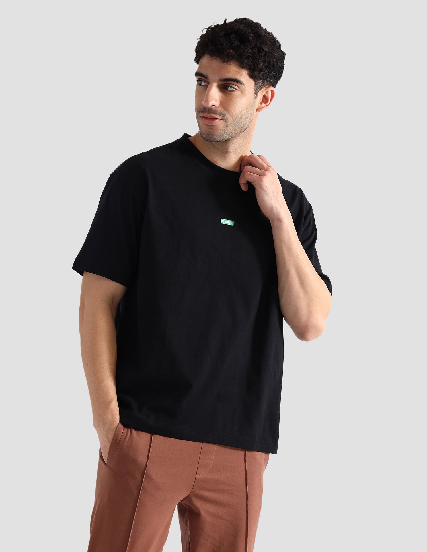 Pure Cotton Oversized OEE04 Lounge T-Shirt Black - U.S. POLO ASSN. | Large