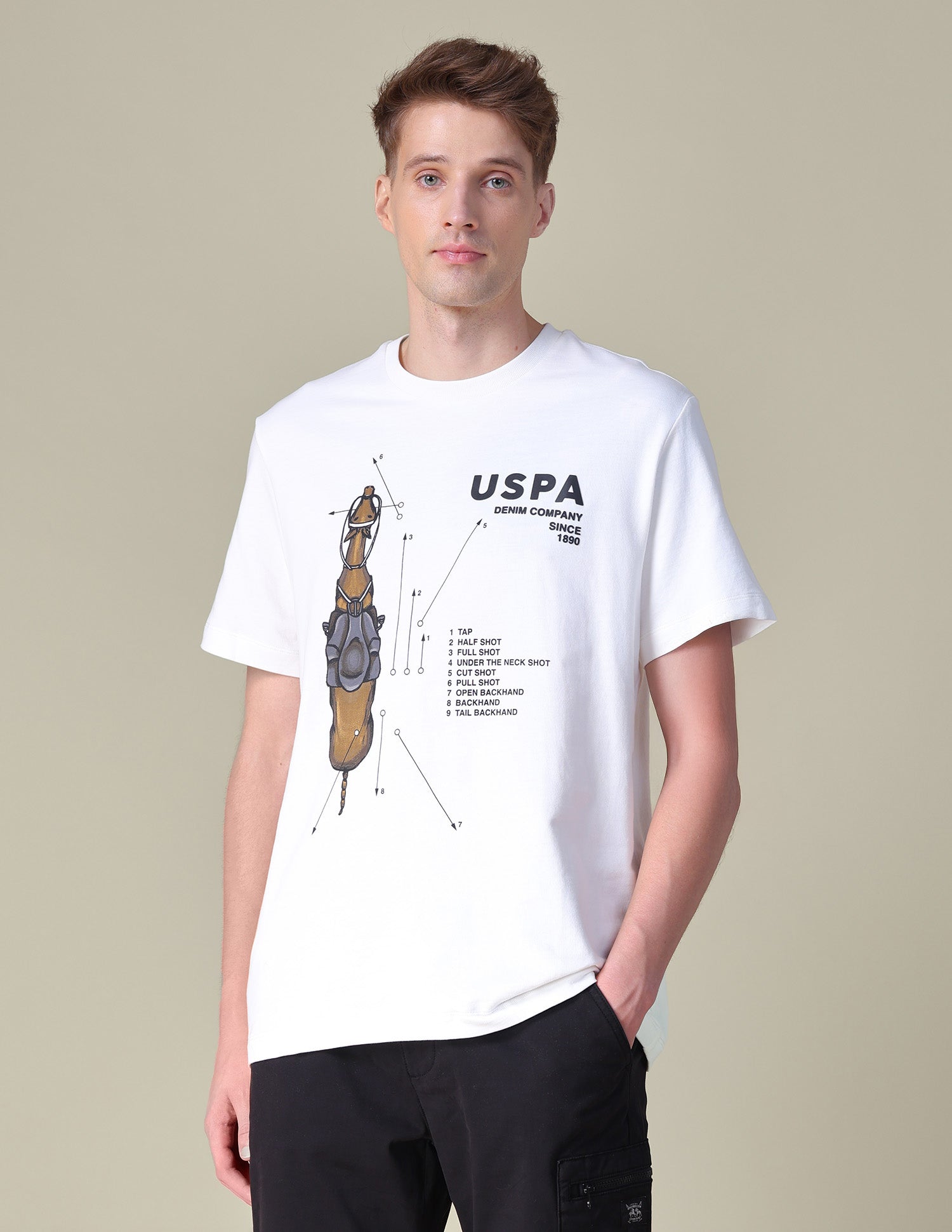 Graphic Brand Printed Relaxed Fit T-Shirt Ivory - U.S. POLO ASSN. | Large