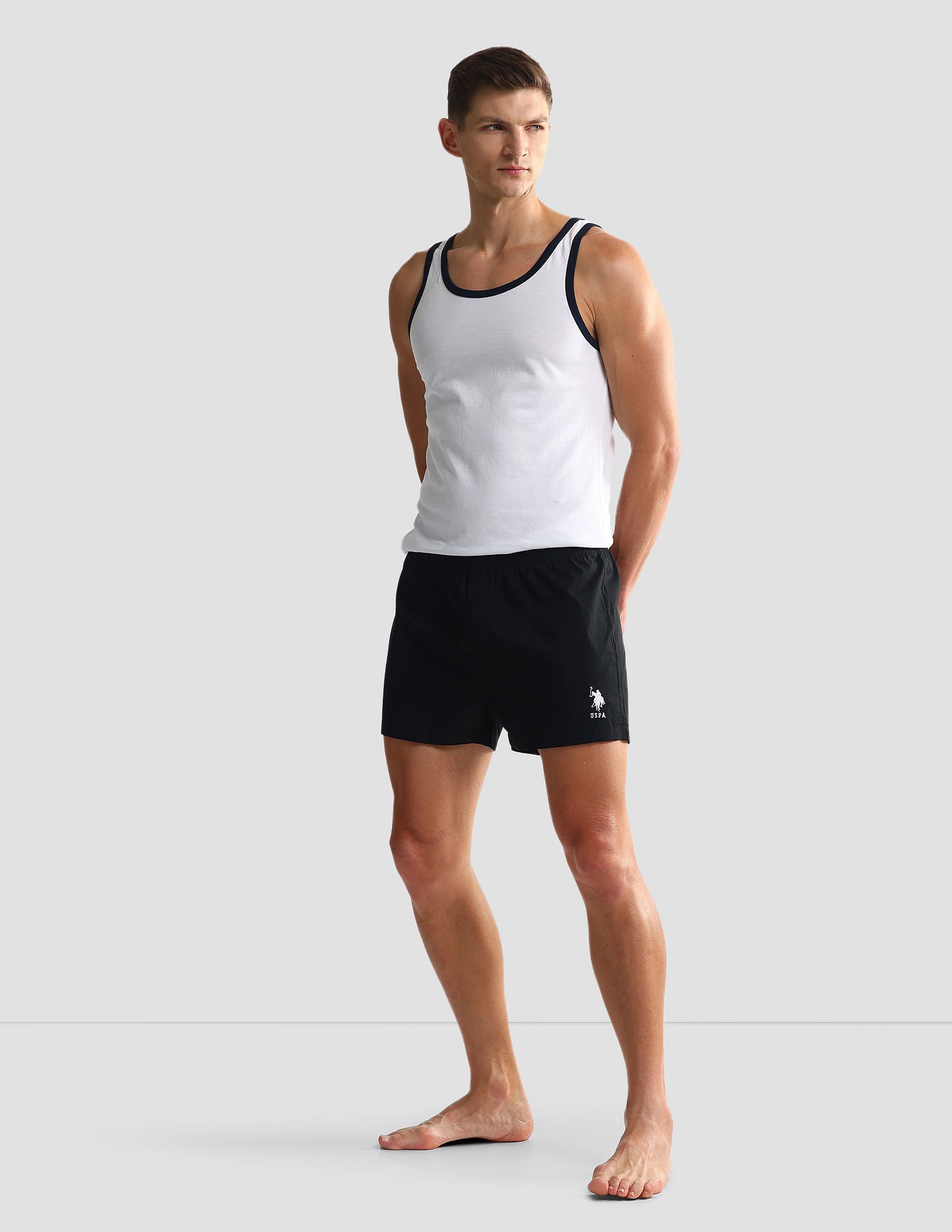 Mid Rise Solid OEX05 Shorts - Pack Of 2 Polka Dot Black And Black - U.S. POLO ASSN. | Large