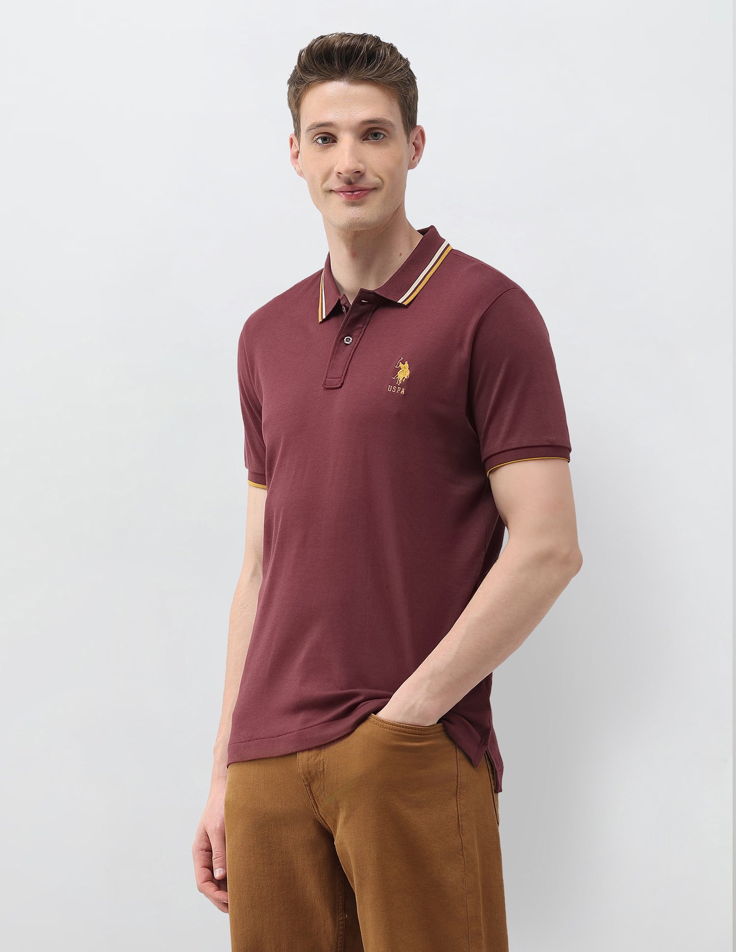 Solid Slim Fit Polo Shirt Violet - U.S. Polo Assn. India | Large