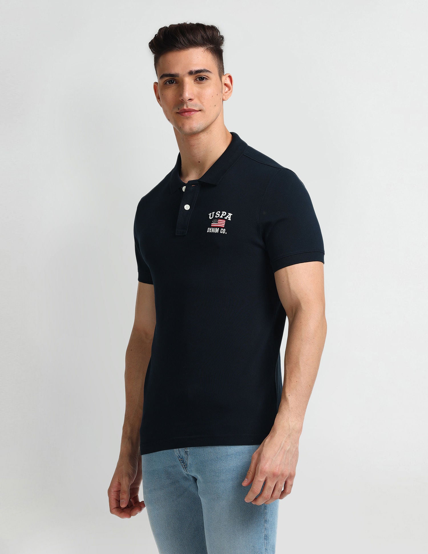 Solid Muscle Fit Polo Shirt Navy - U.S. Polo Assn. India | Large