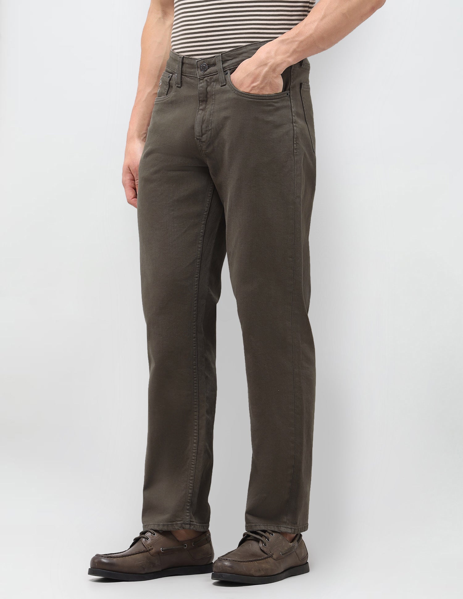 Shawn Relaxed Fit Green Jeans Olive - U.S. Polo Assn. India | Large