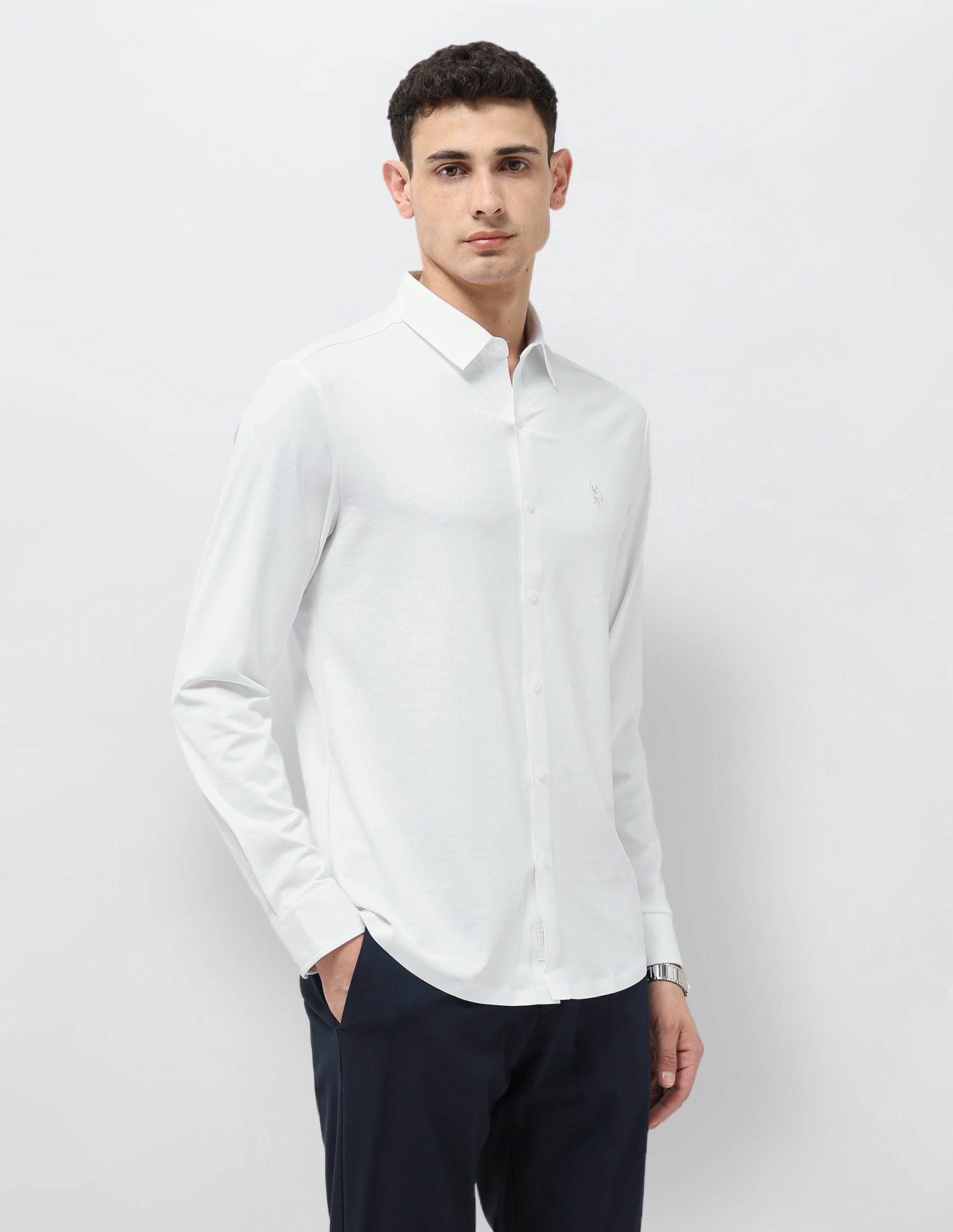 Solid Tailored Fit Shirt White - U.S. POLO ASSN. | Large