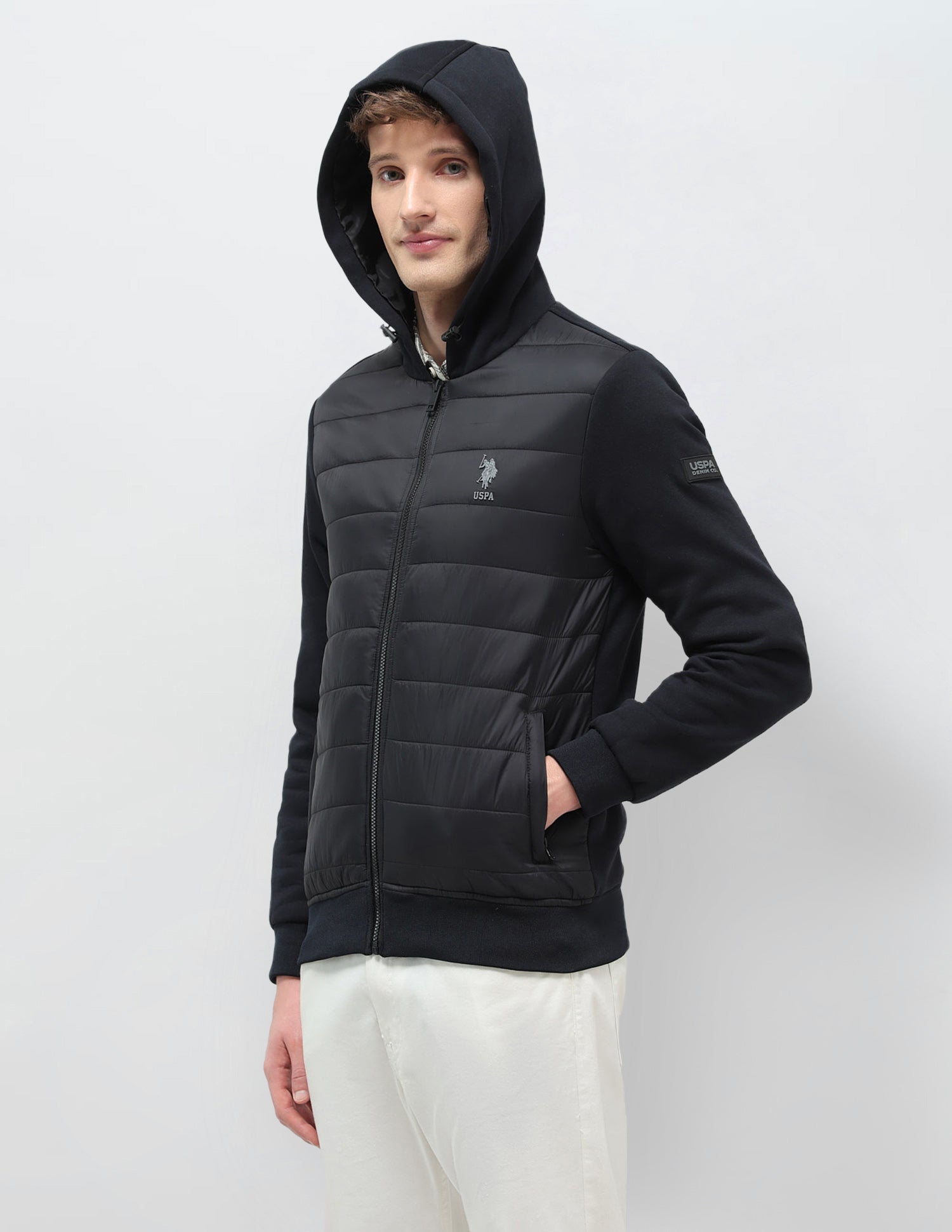 Solid Regular Fit Puffer Jacket Black - U.S. POLO ASSN. | Large