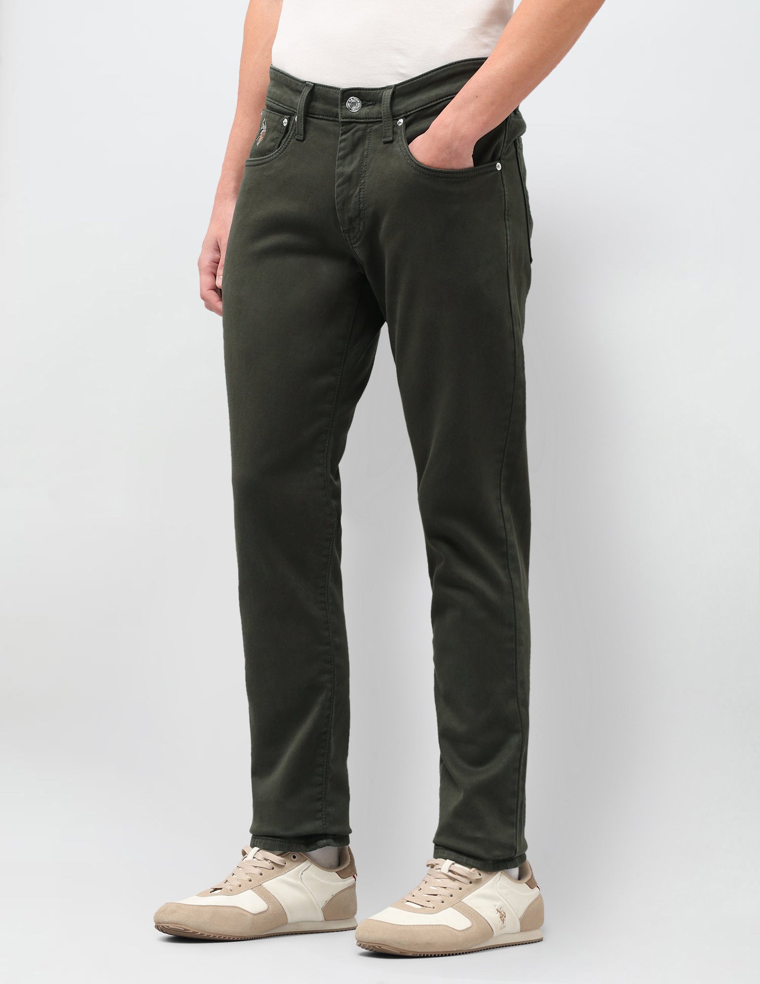 Brandon Slim-Tapered Fit Green Jeans Dark Olive - U.S. Polo Assn. India | Large