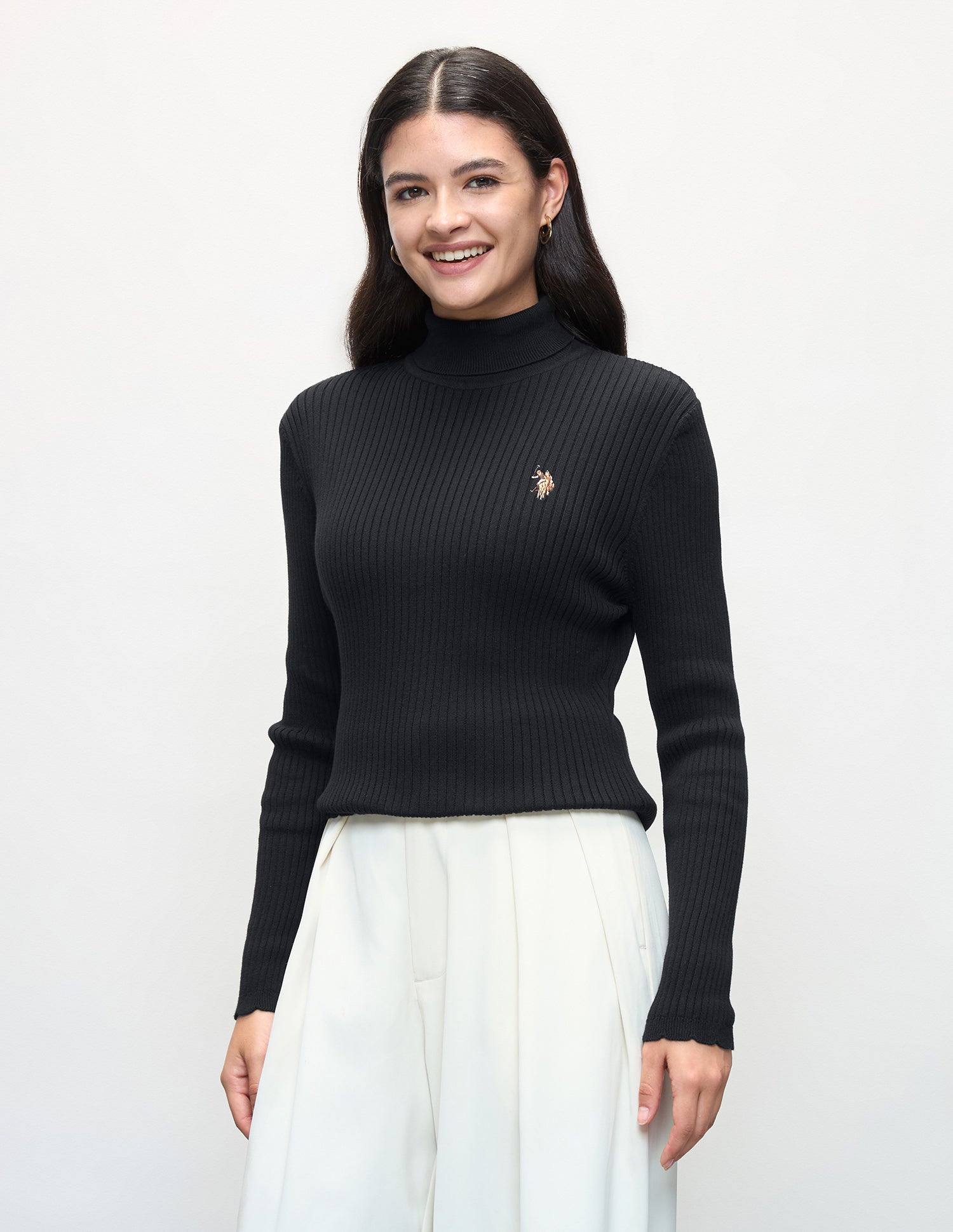 Patterned Knit Regular Fit Sweater Black - U.S. Polo Assn. India | Large