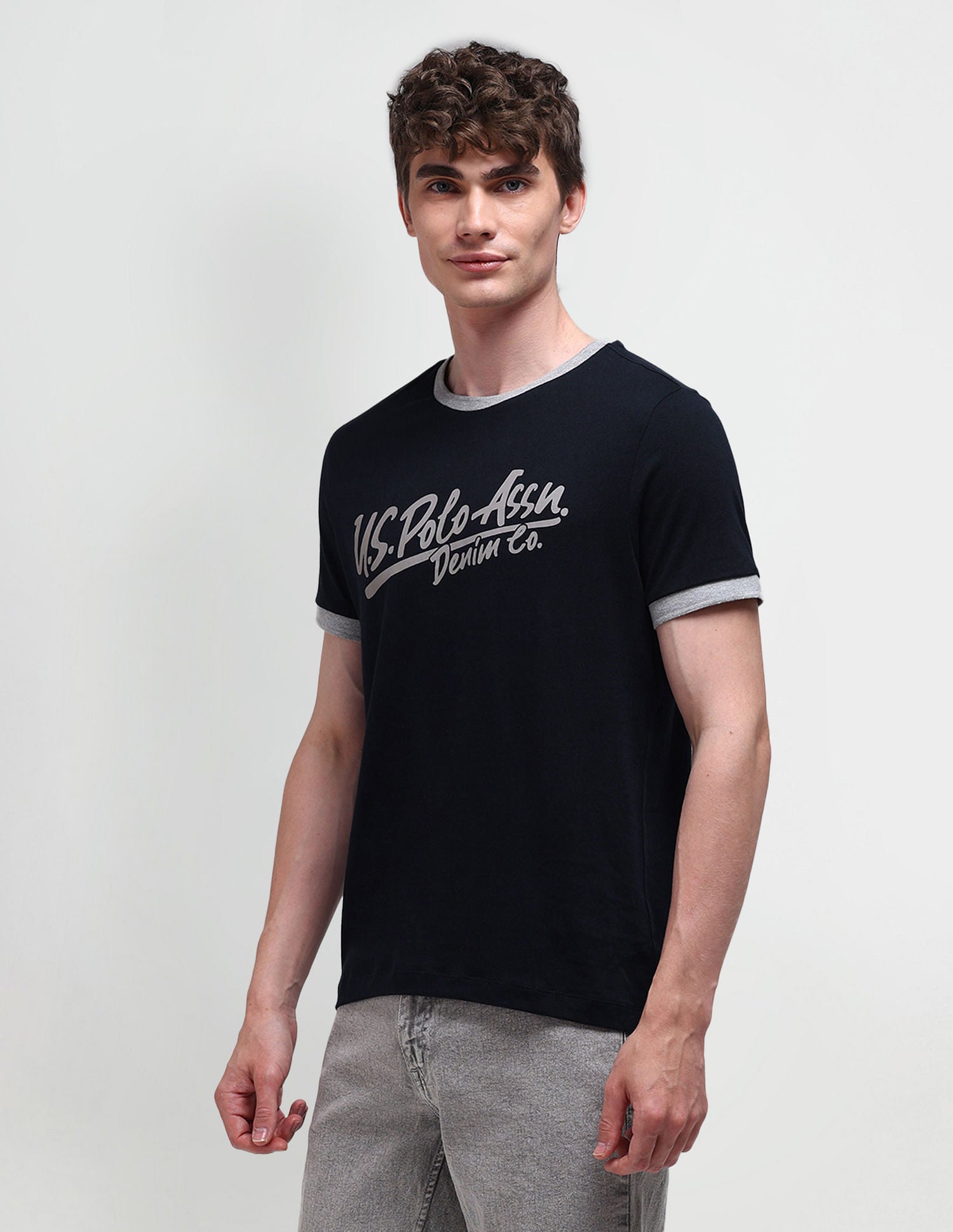 Muscle Fit Typography T-Shirt Navy - U.S. POLO ASSN. | Large