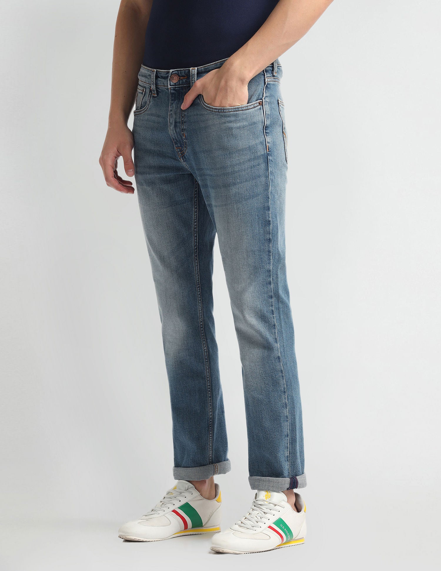 Harold Slim Straight Fit Blue Jeans Blue - U.S. Polo Assn. India | Large