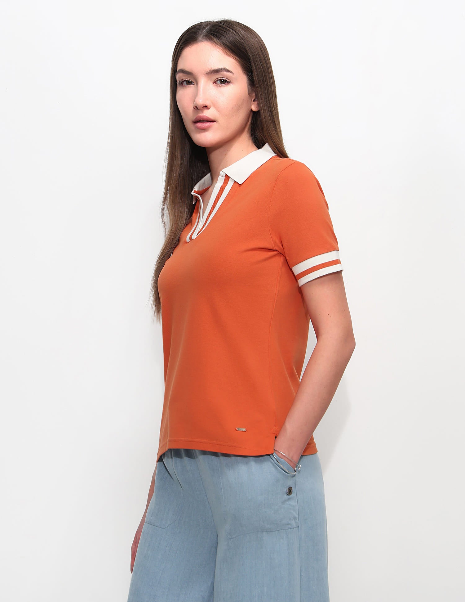 Regular Fit Solid Polo Shirt Dark Orange - U.S. Polo Assn. India | Large