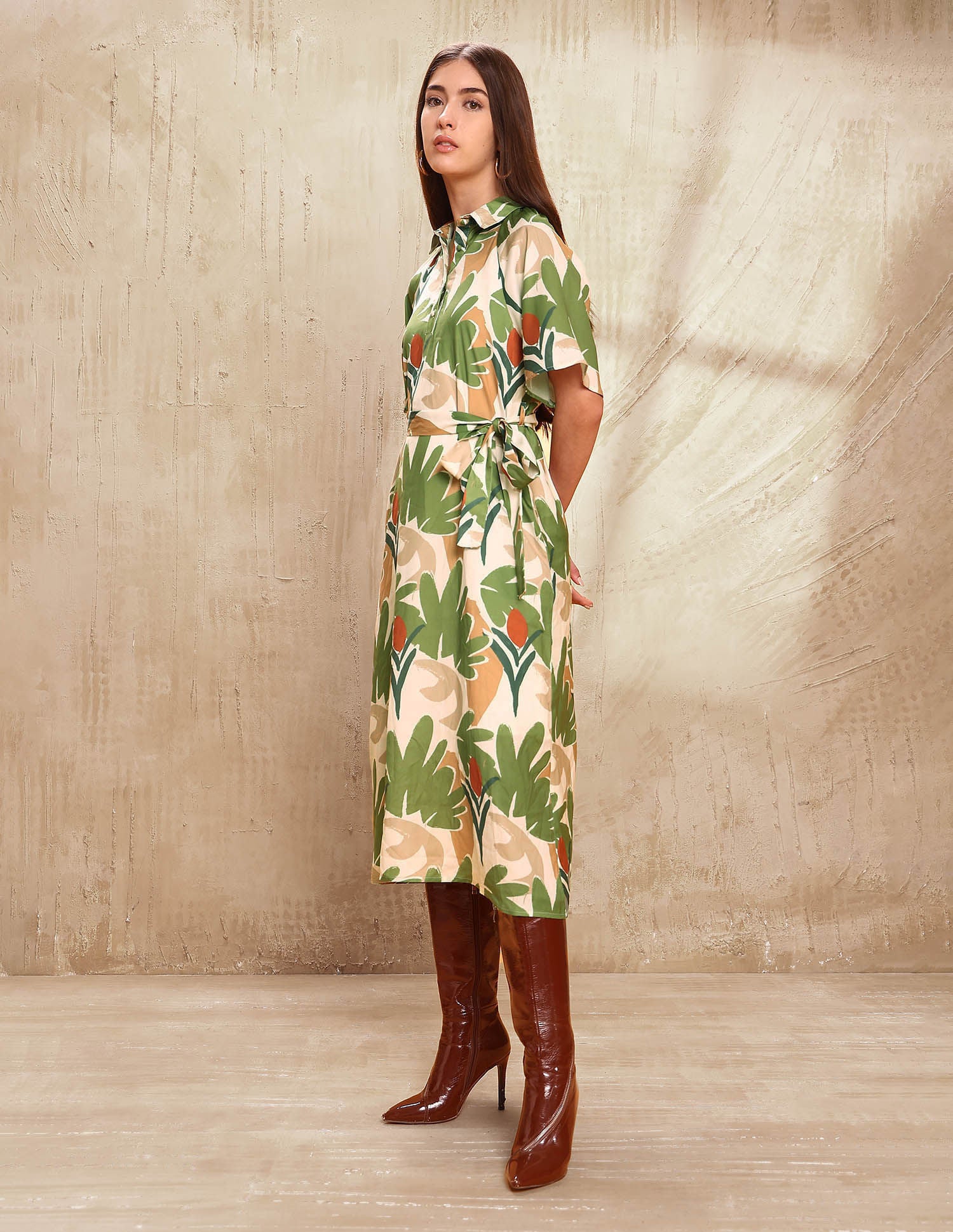 Tropical Printed Midi Shirt Dress Multi-colour - U.S. Polo Assn. India | Large