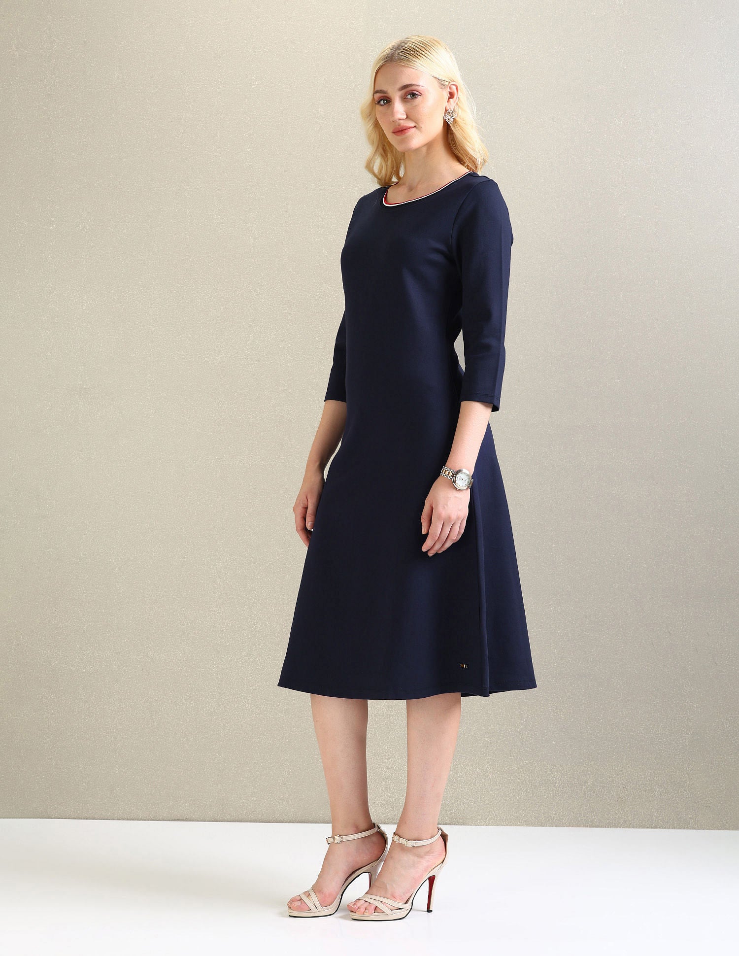 Ponte Roma Knit A-Line Dress Navy - U.S. POLO ASSN. | Large