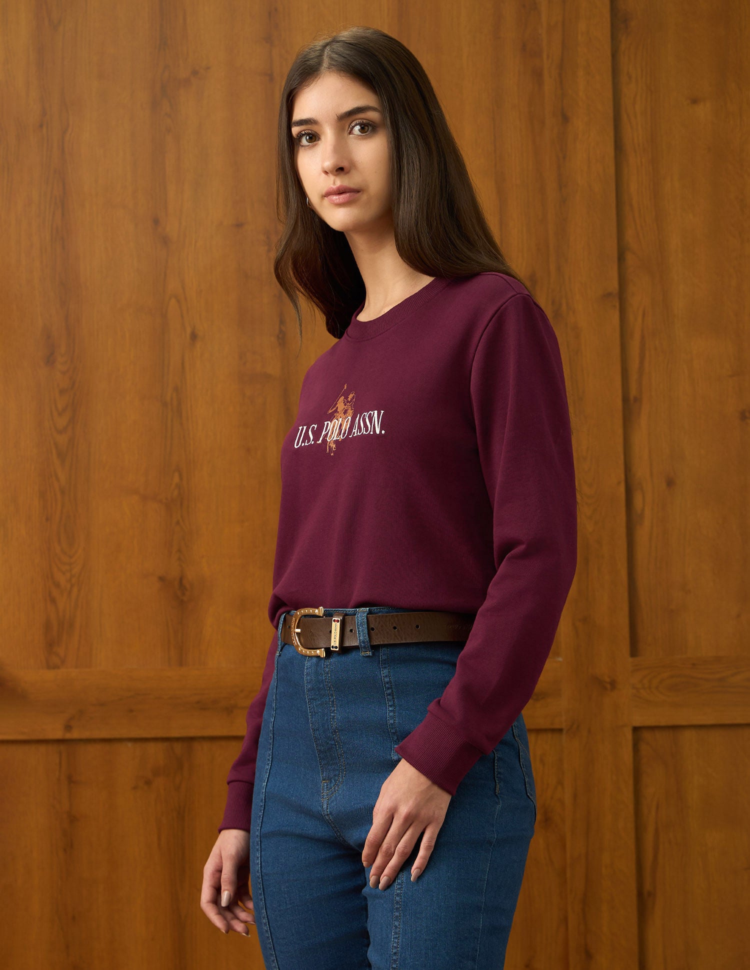 Regular Fit Brand Printed Sweatshirt Maroon - U.S. POLO ASSN. | Large
