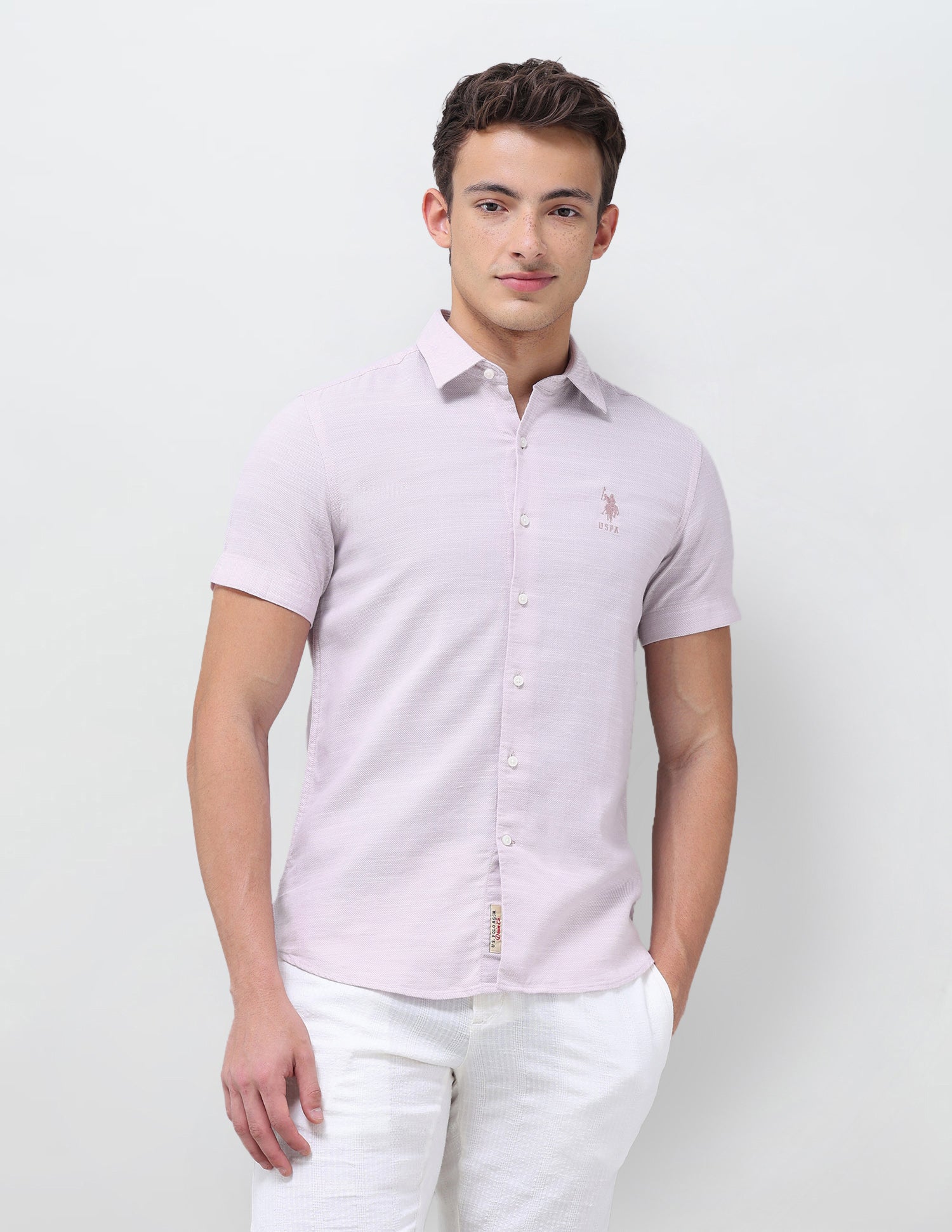 Solid Regular Fit Shirt Pink - U.S. Polo Assn. India | Large
