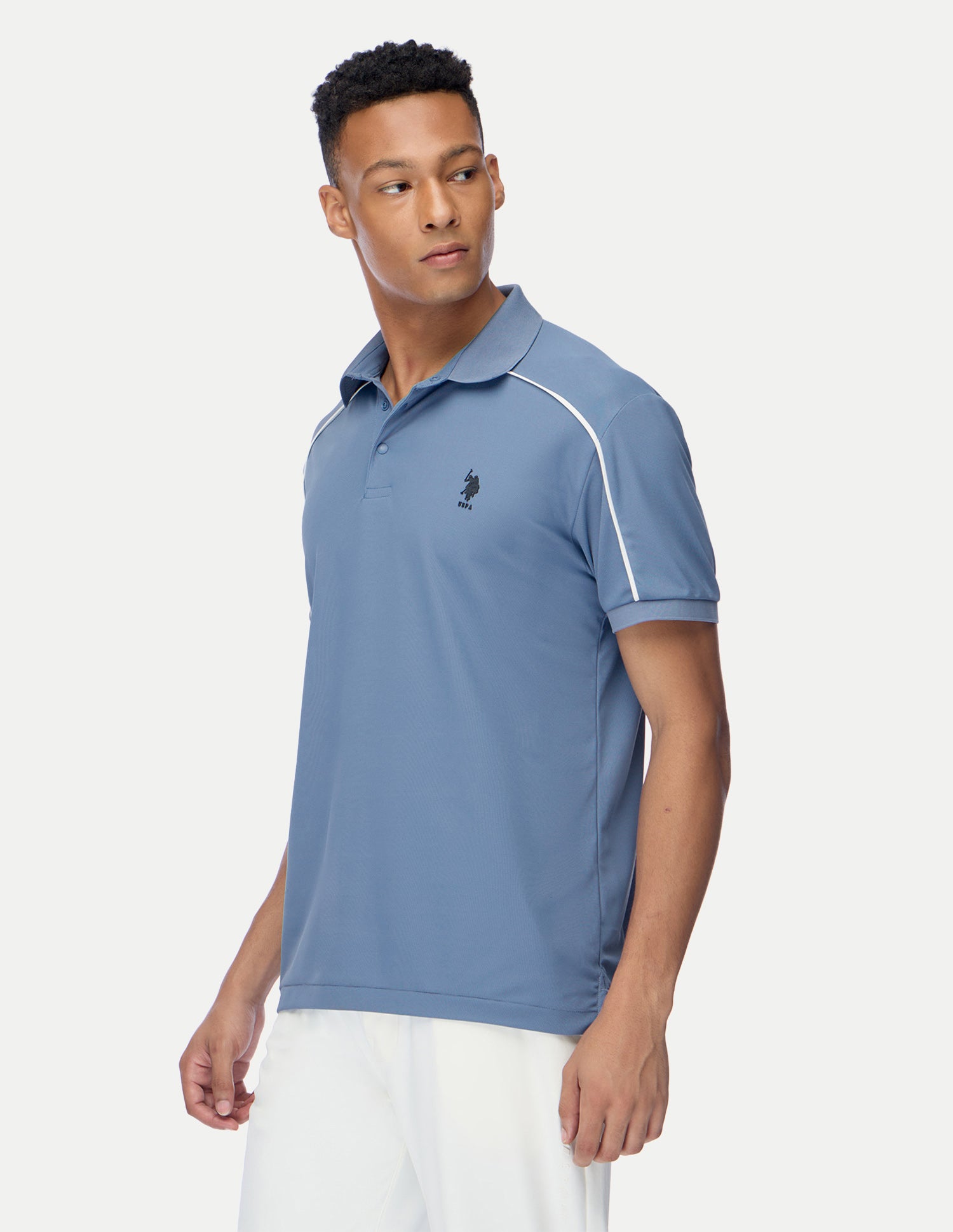 Solid Regular Fit Active Polo Shirt Blue - U.S. Polo Assn. India | Large