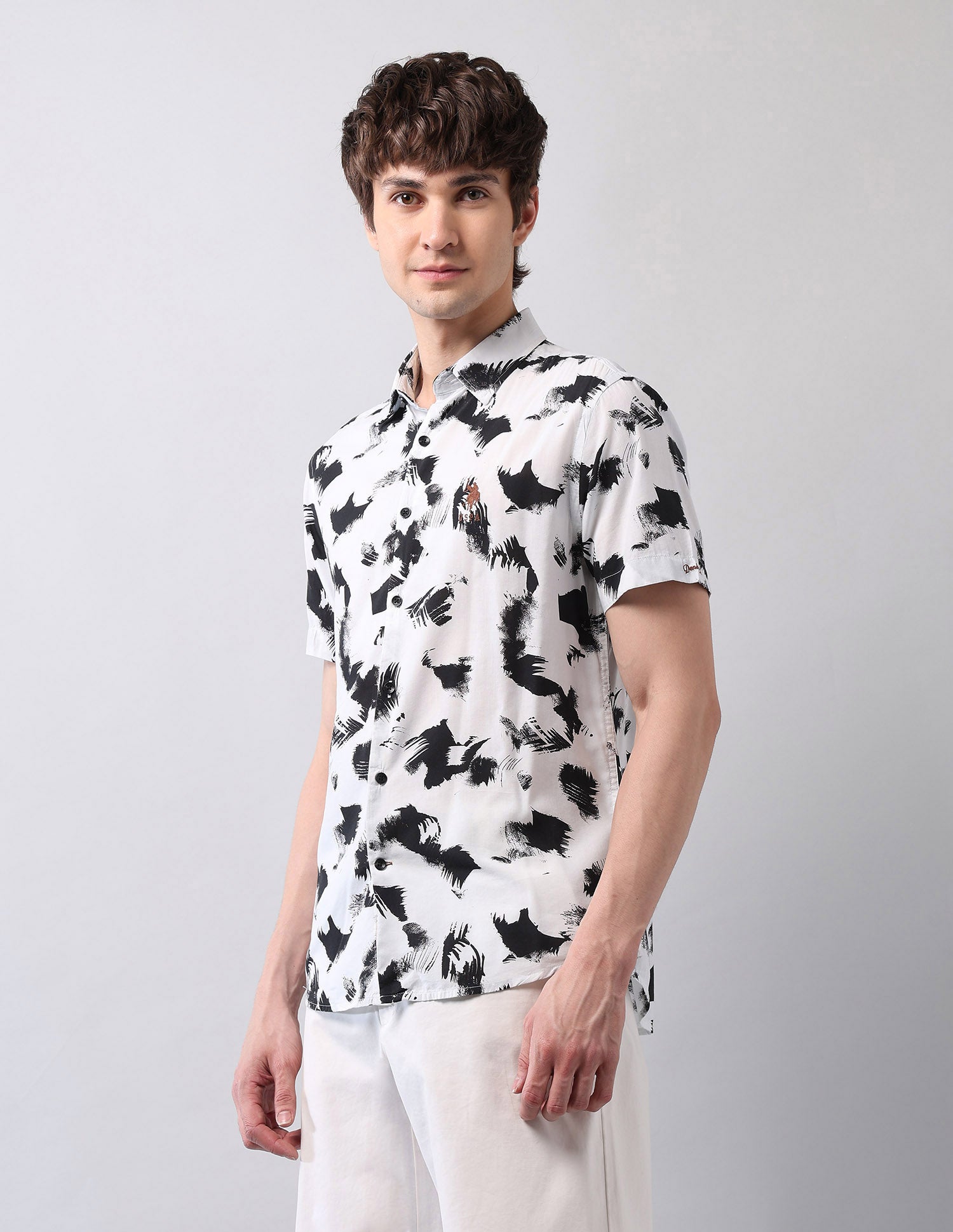 Abstract Printed Regular Fit Shirt White - U.S. Polo Assn. India | Large