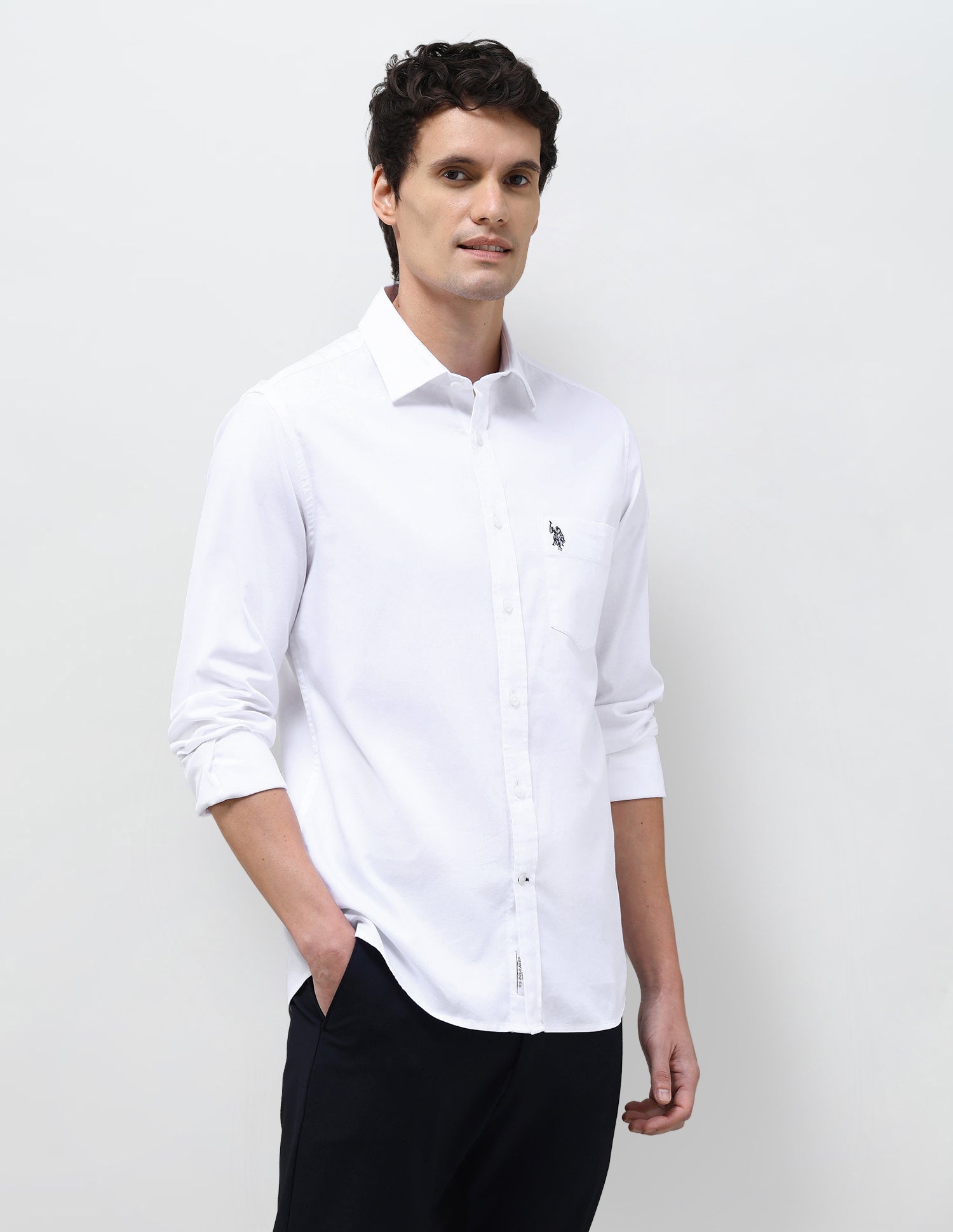 Dobby Tailored Fit Shirt White - U.S. Polo Assn. India | Large