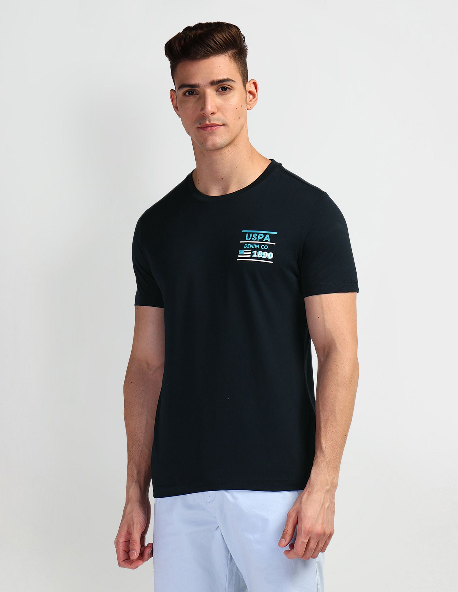 Brand Print Muscle Fit T-Shirt Navy - U.S. POLO ASSN. | Large