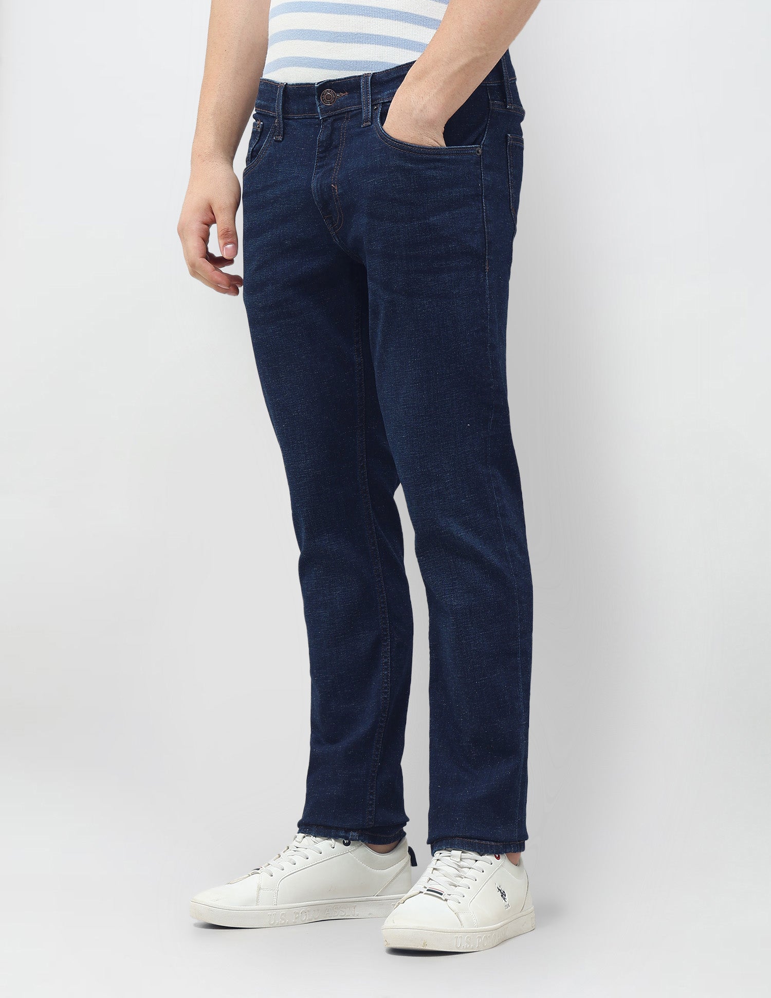 Brandon Slim Tapered Fit Whiskered Jeans Dark Wash - U.S. POLO ASSN. | Large